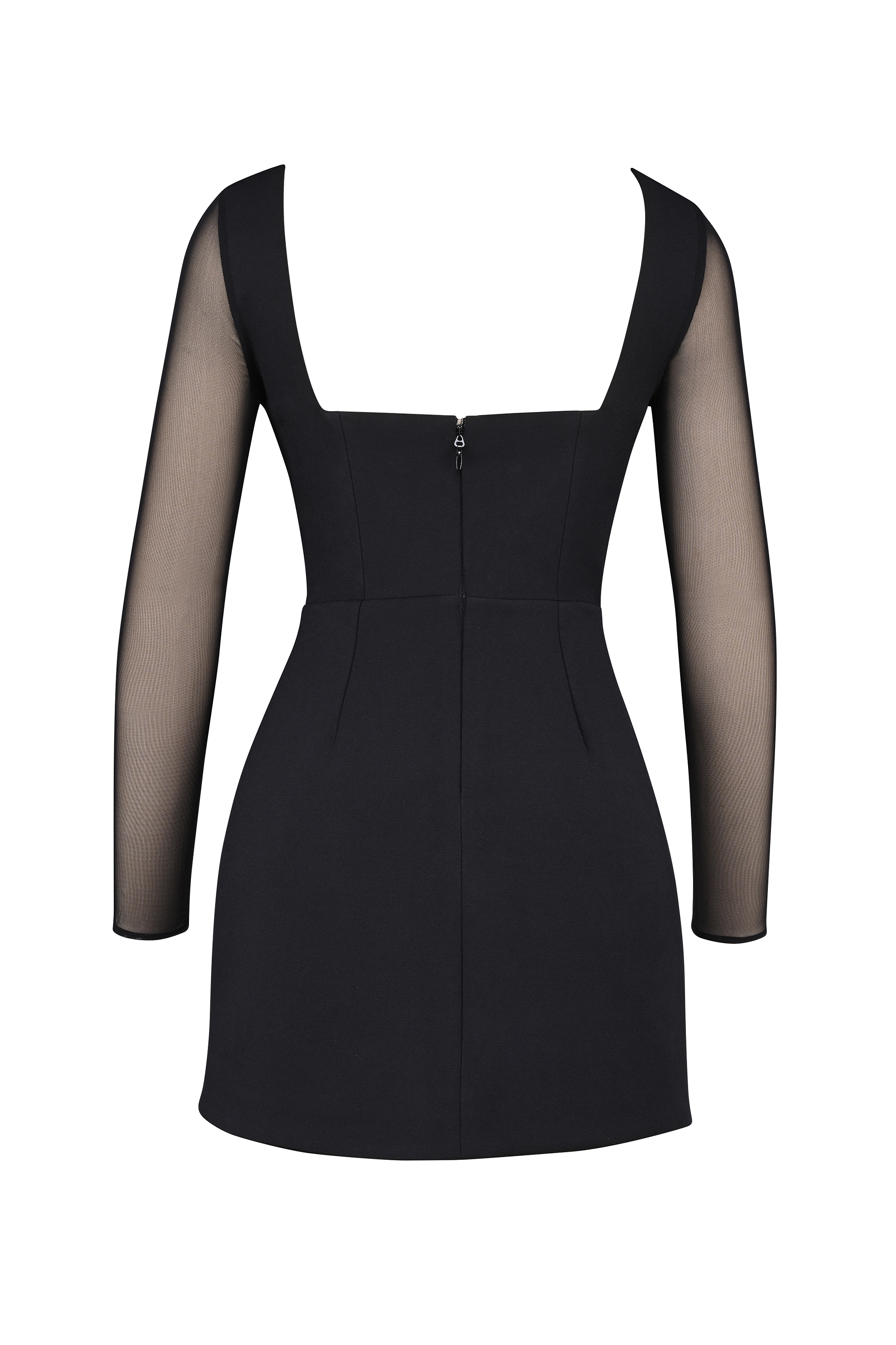 Angelie  Black Stretch Crepe Plunge Mini Dress — image 16