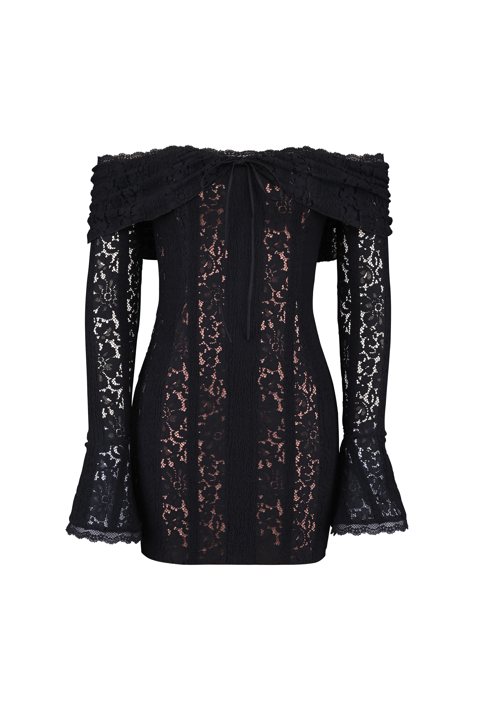 Sadie  Black Floral Lace Off Shoulder Mini Dress — image 13