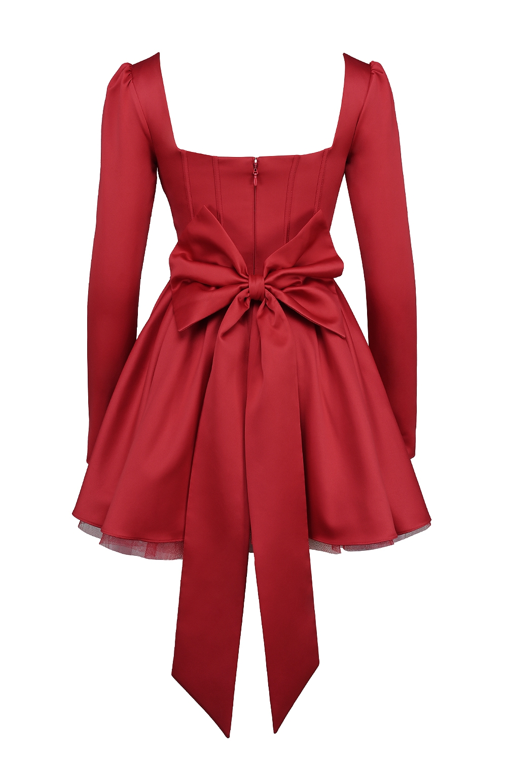 Nina Holly Red Removable Bow Tulle Mini Dress — image 17