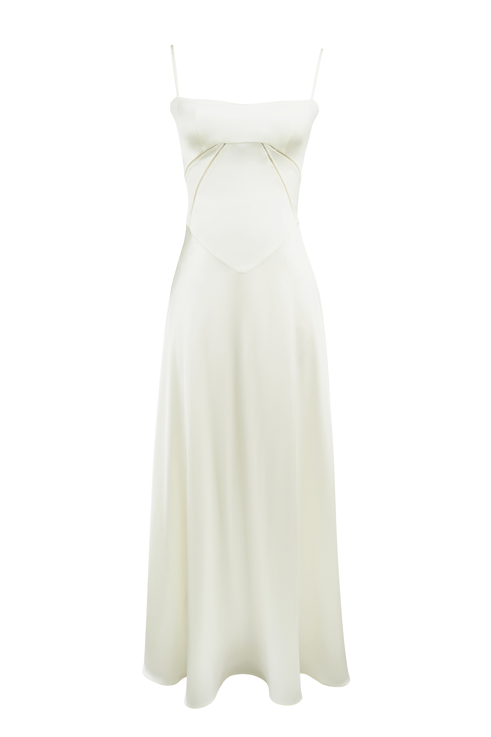 Anabella  Ivory Satin Lace Up Maxi Dress — image 11