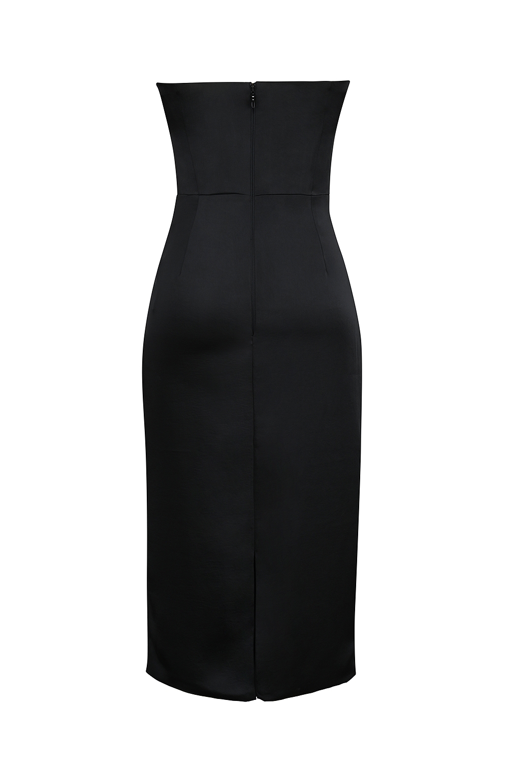 Santana  Black Satin Strapless Midi Dress — image 12