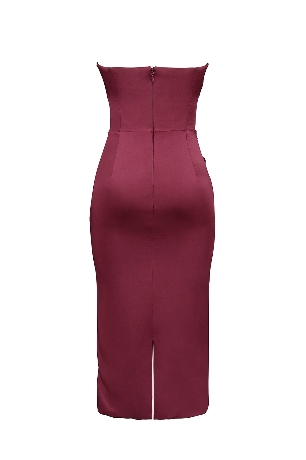 Santana  Berry Satin Strapless Midi Dress — image 11