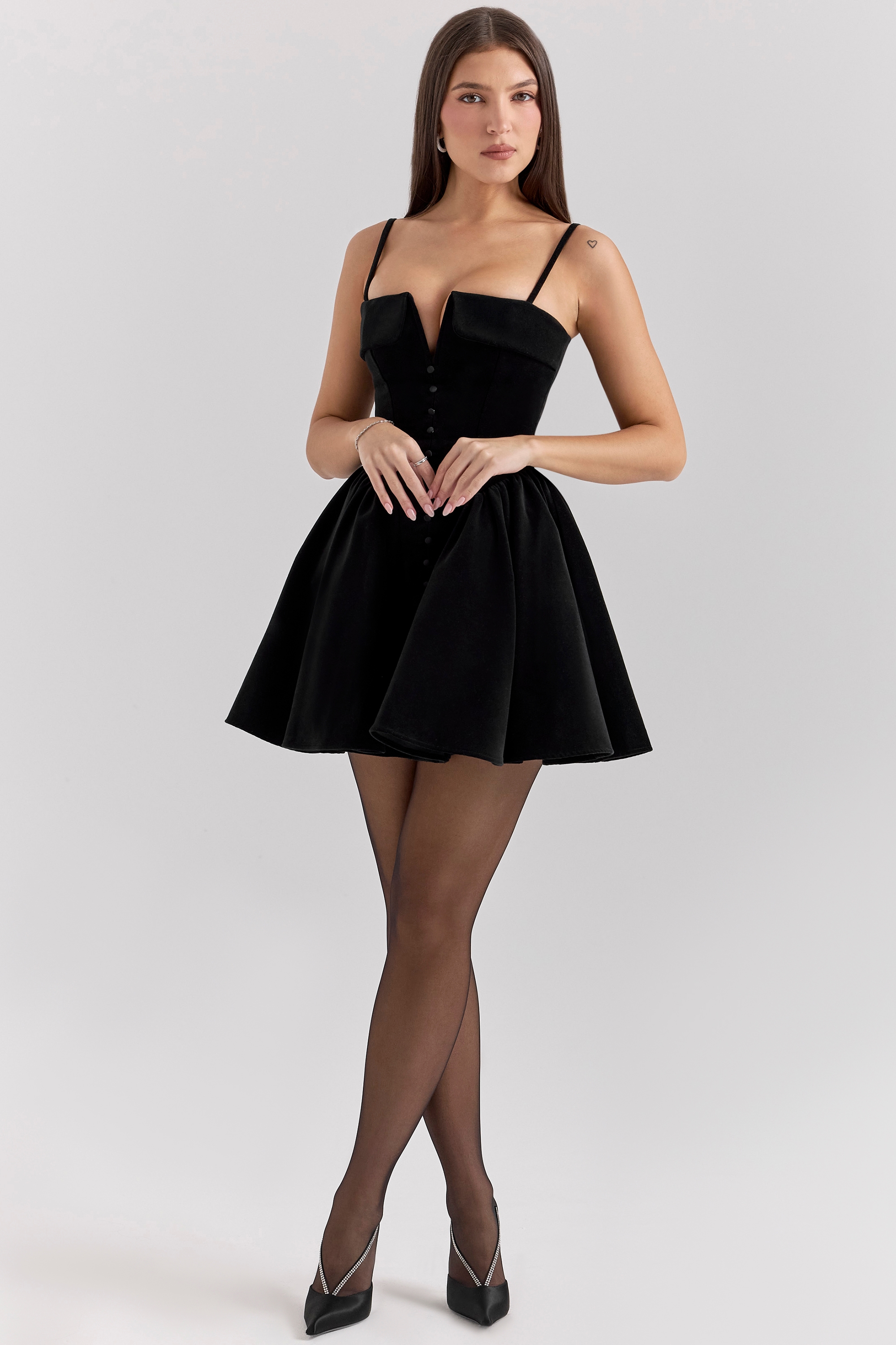 Selina  Black Velvet Tulle Mini Dress — image 3
