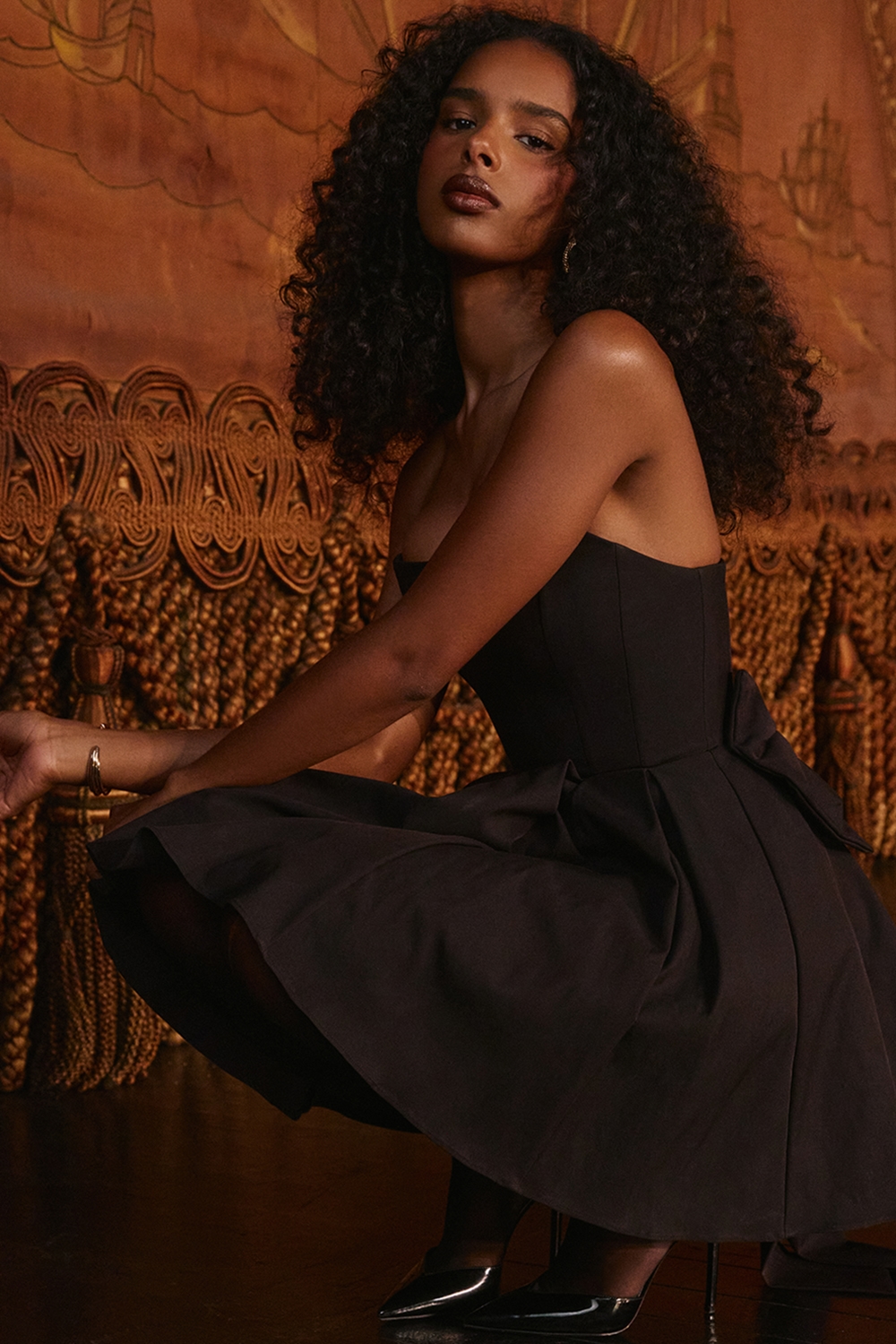 Emmanuela  Black Strapless Detachable Bow Mini Dress — image 13