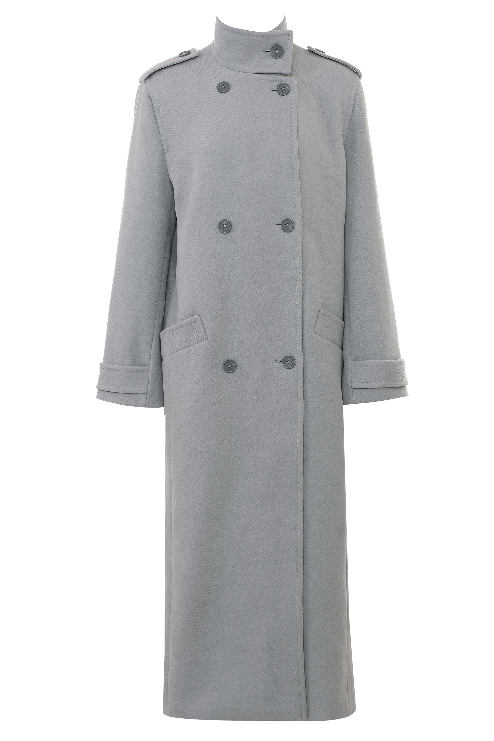 Sander  Grey Double Breasted Funnel Neck Coat — image 12
