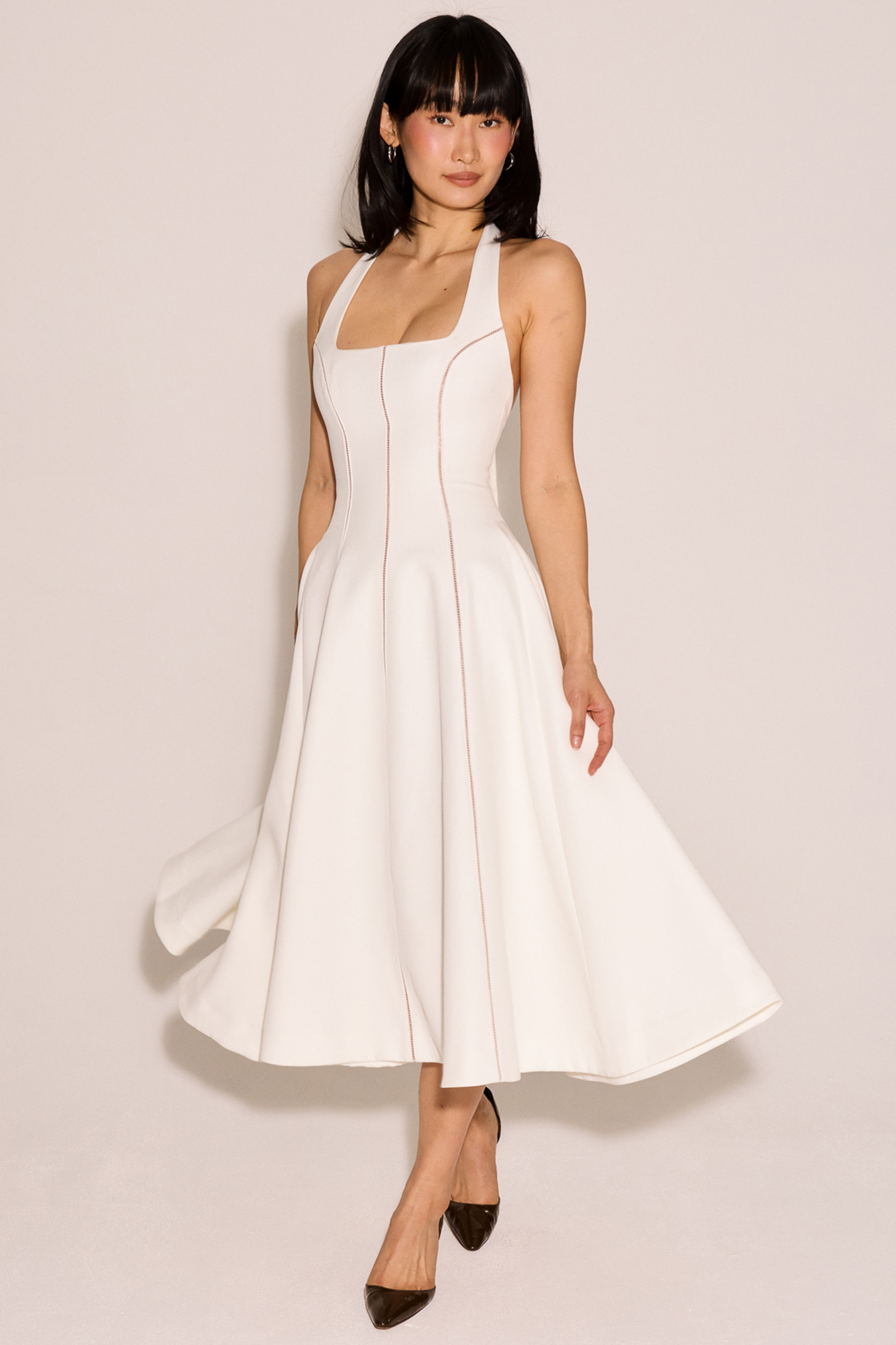 Loulou  Ivory Halter Neck Midi Dress — image 9