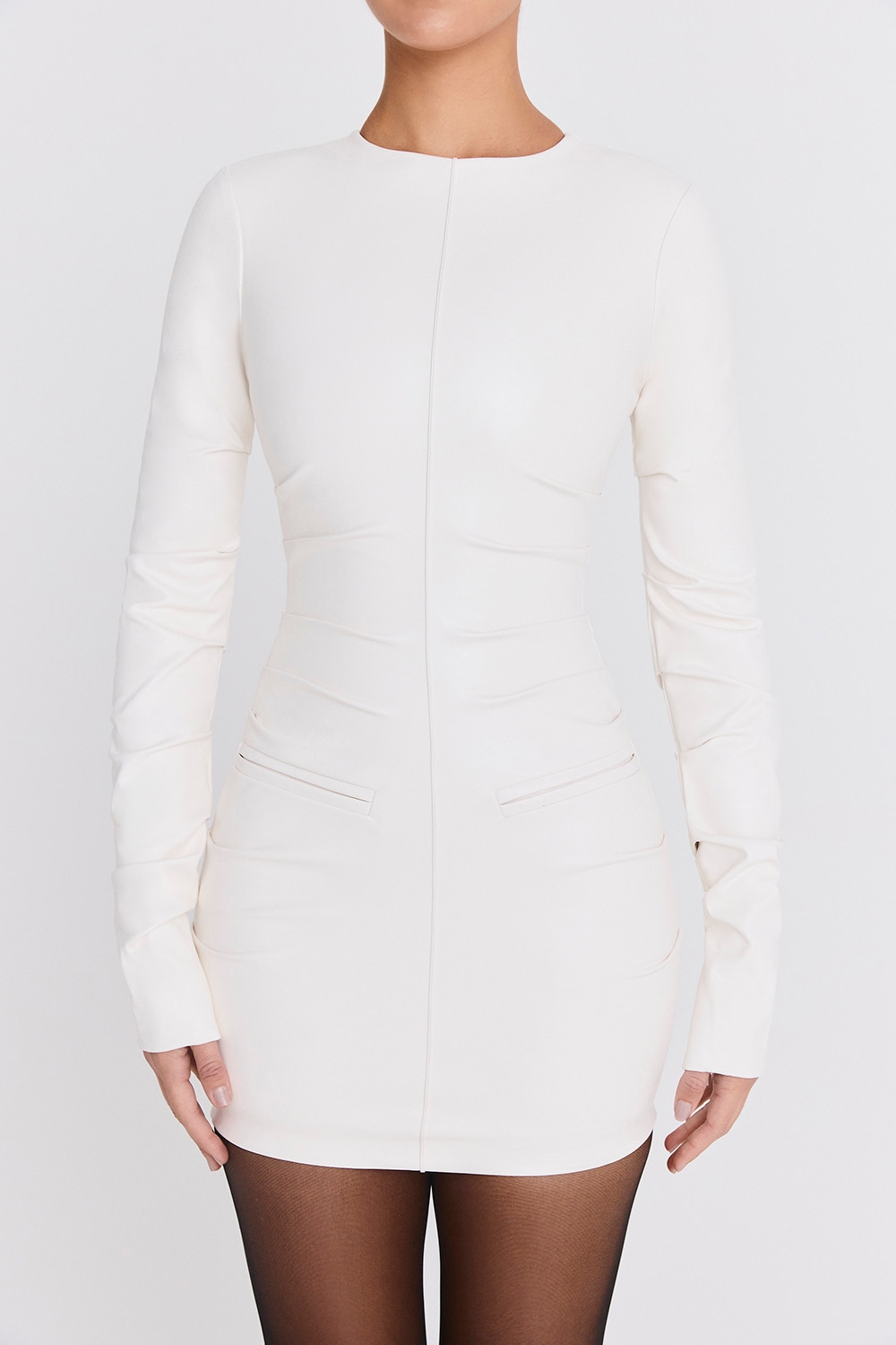 Mistress Rocks Ivory Vegan Leather Mini Dress - SALE