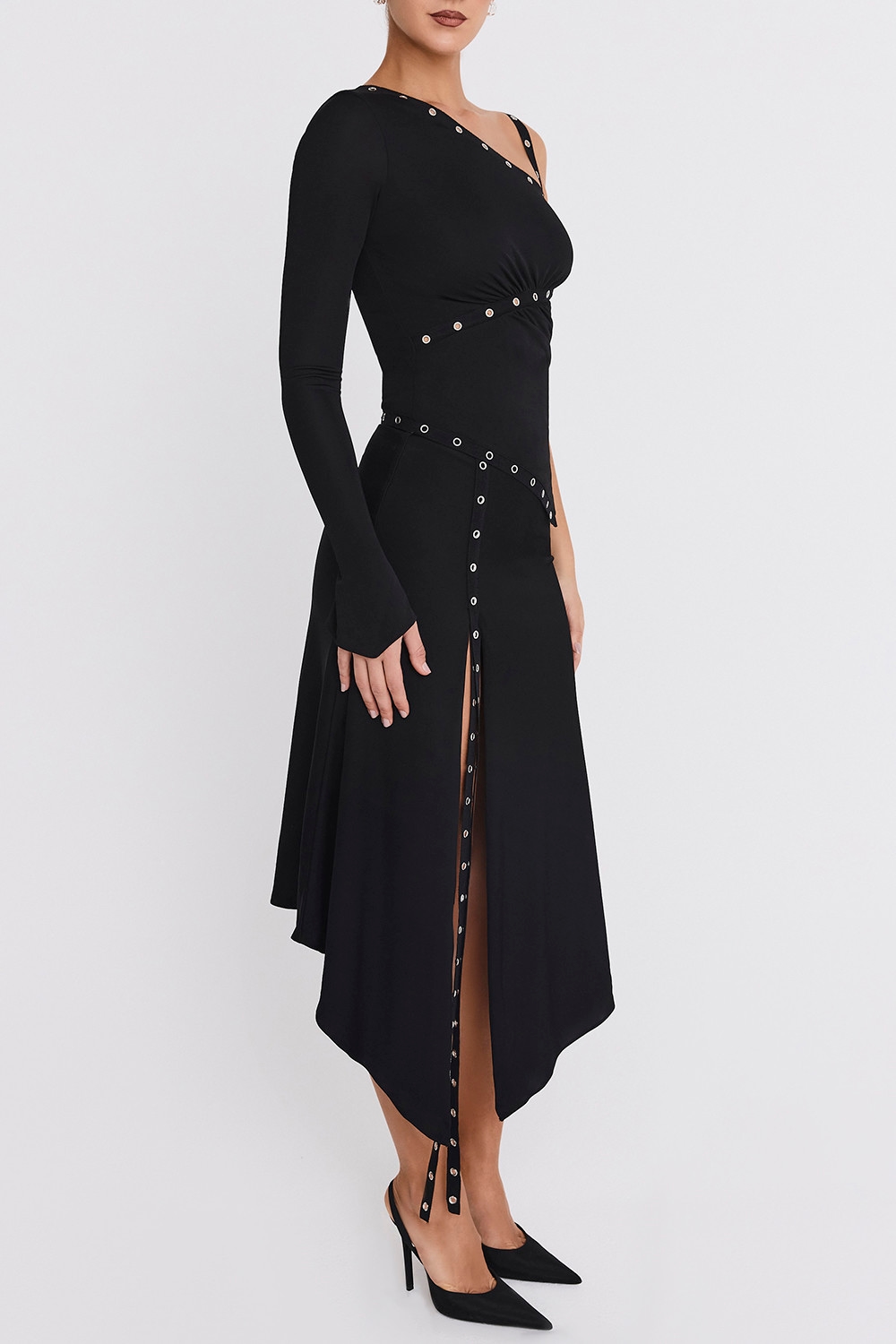 Mistress Rocks Black Eyelet Trim Midi Skirt - SALE — image 4
