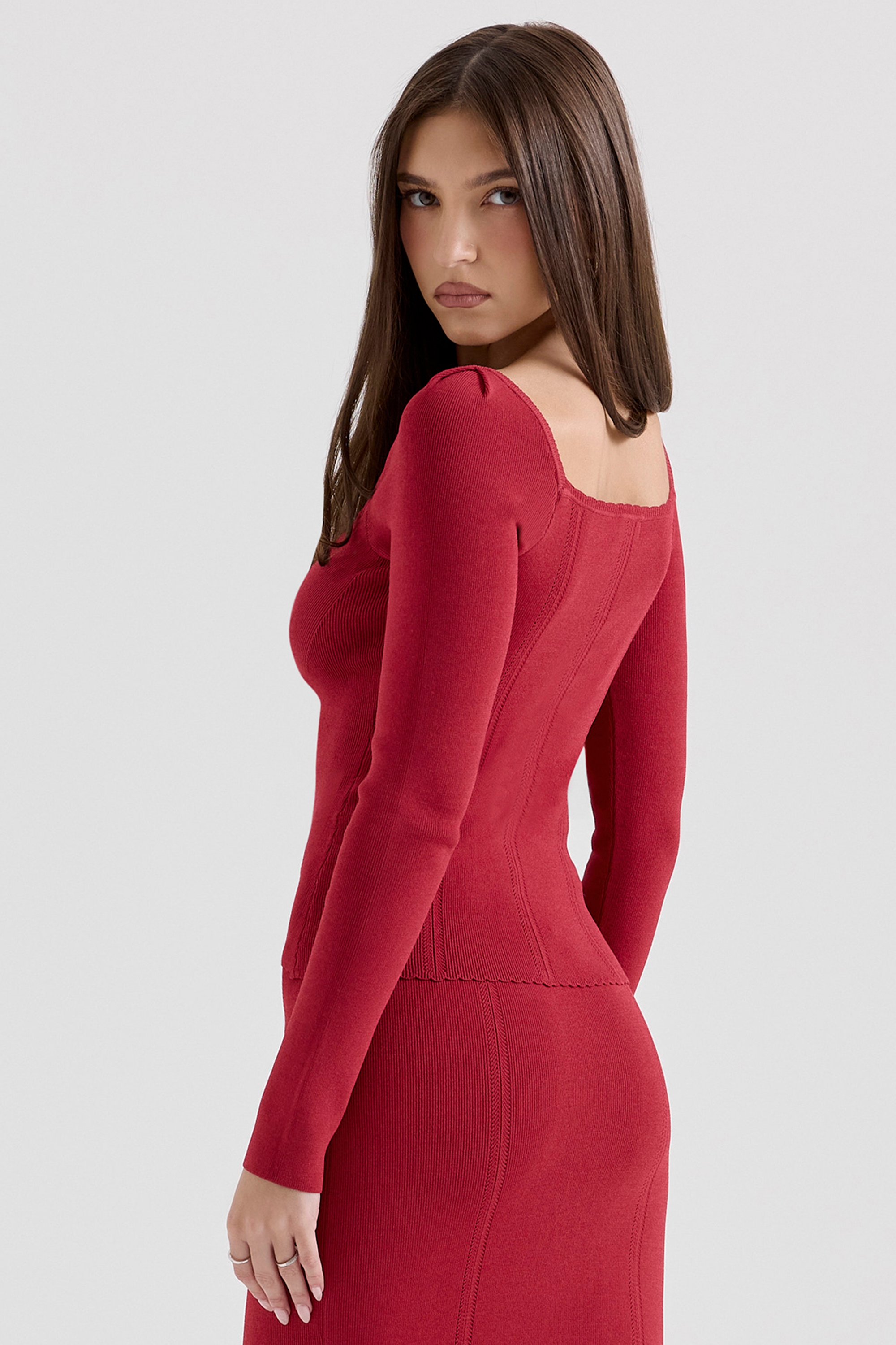 Agatha  Red Fitted Long Sleeve Top — image 5