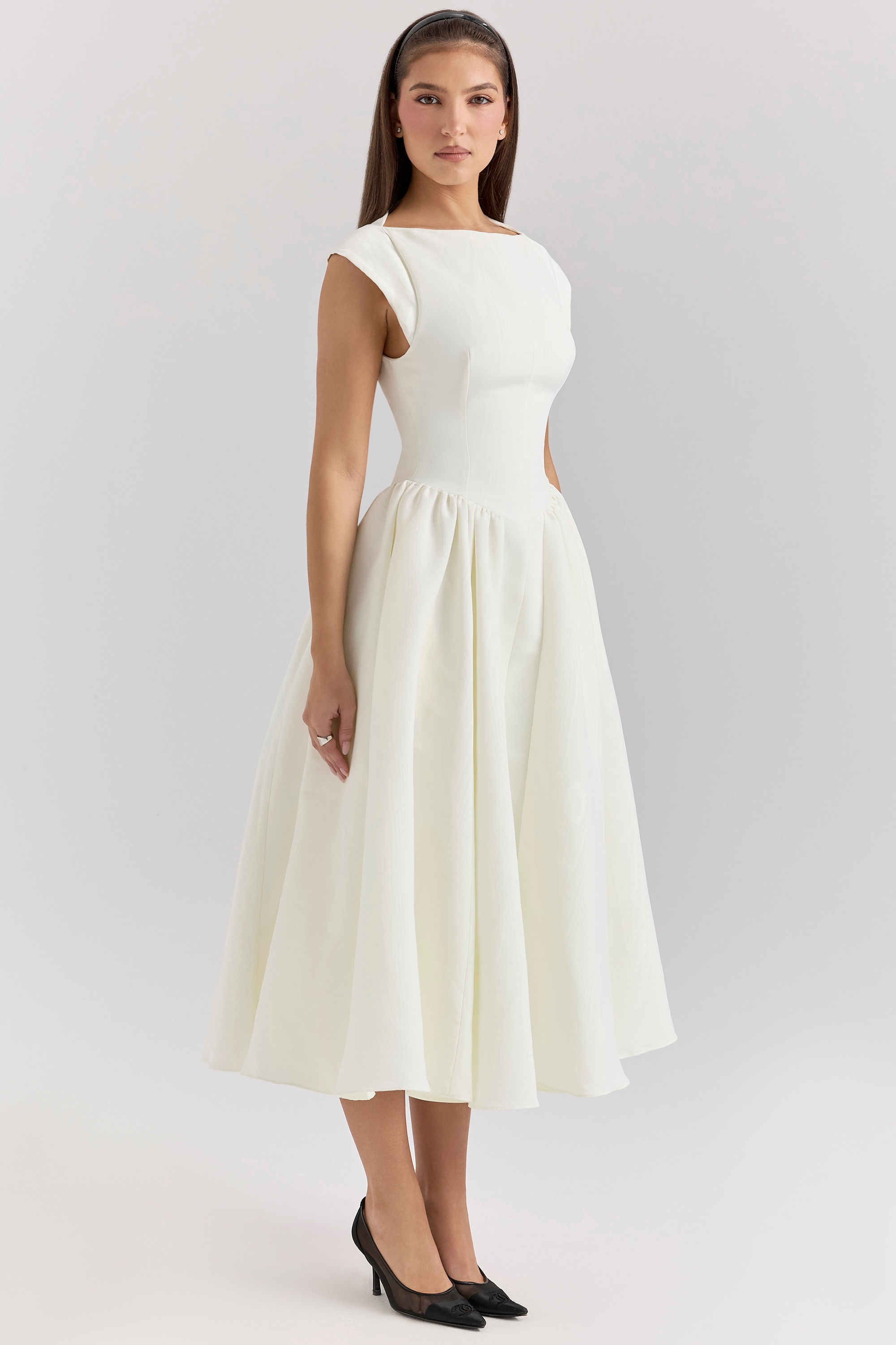 Debutante  Ivory Moire Satin Midi Dress — image 7