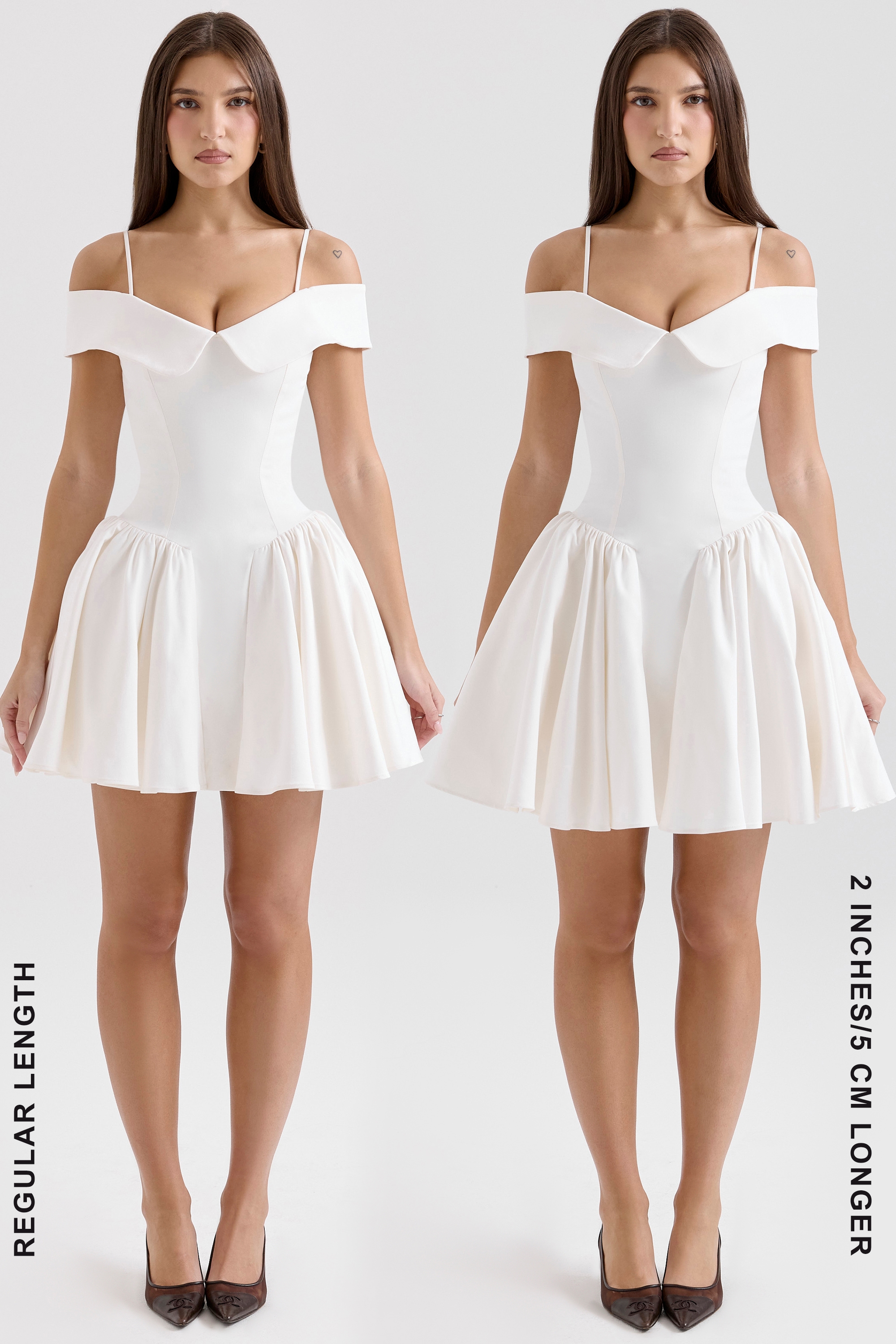 Elida  White Twill Off Shoulder Mini Dress — image 7