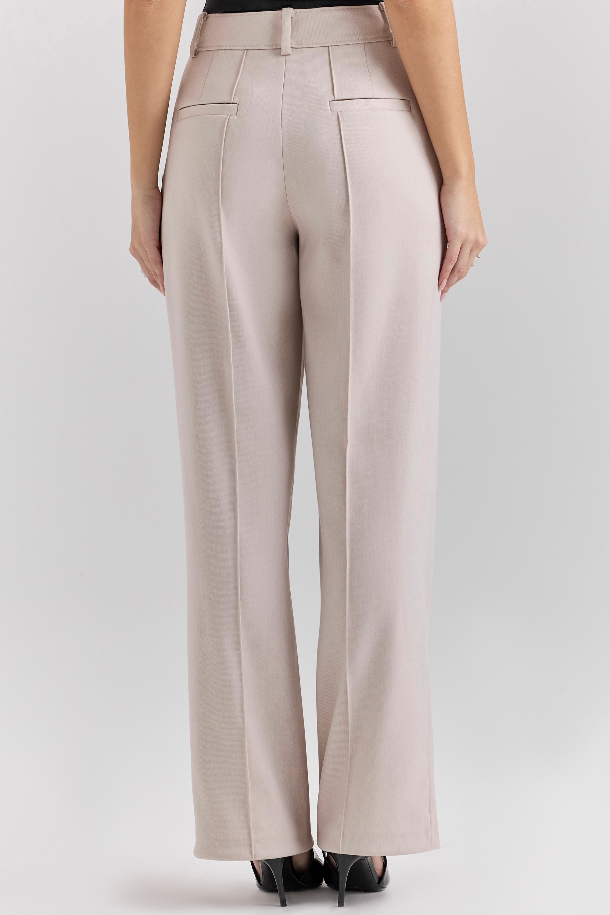Hayden  Beige High Waist Tailored Trousers — image 10