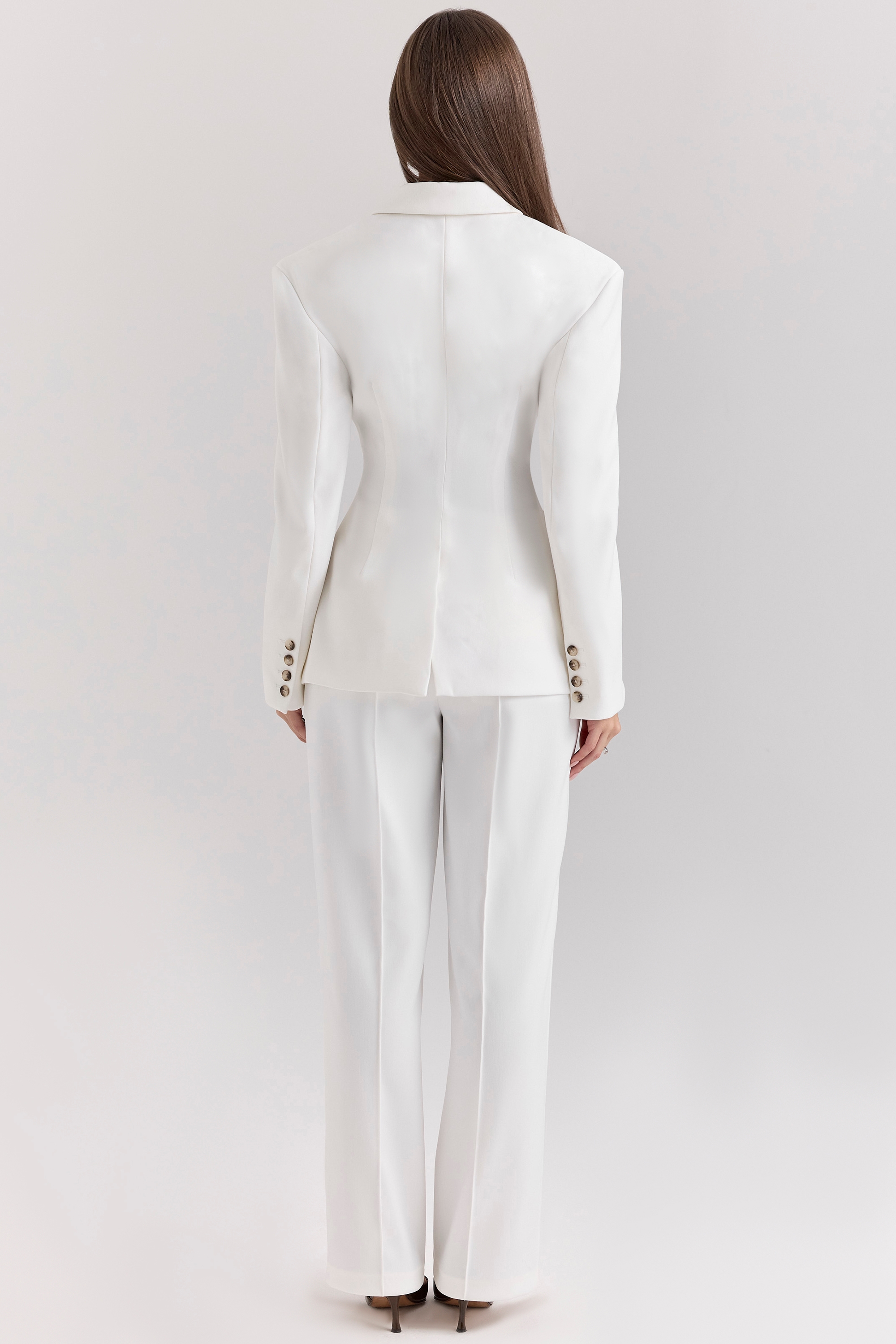 Hayden  White Wide Leg High Waist Tailored Trousers — image 7