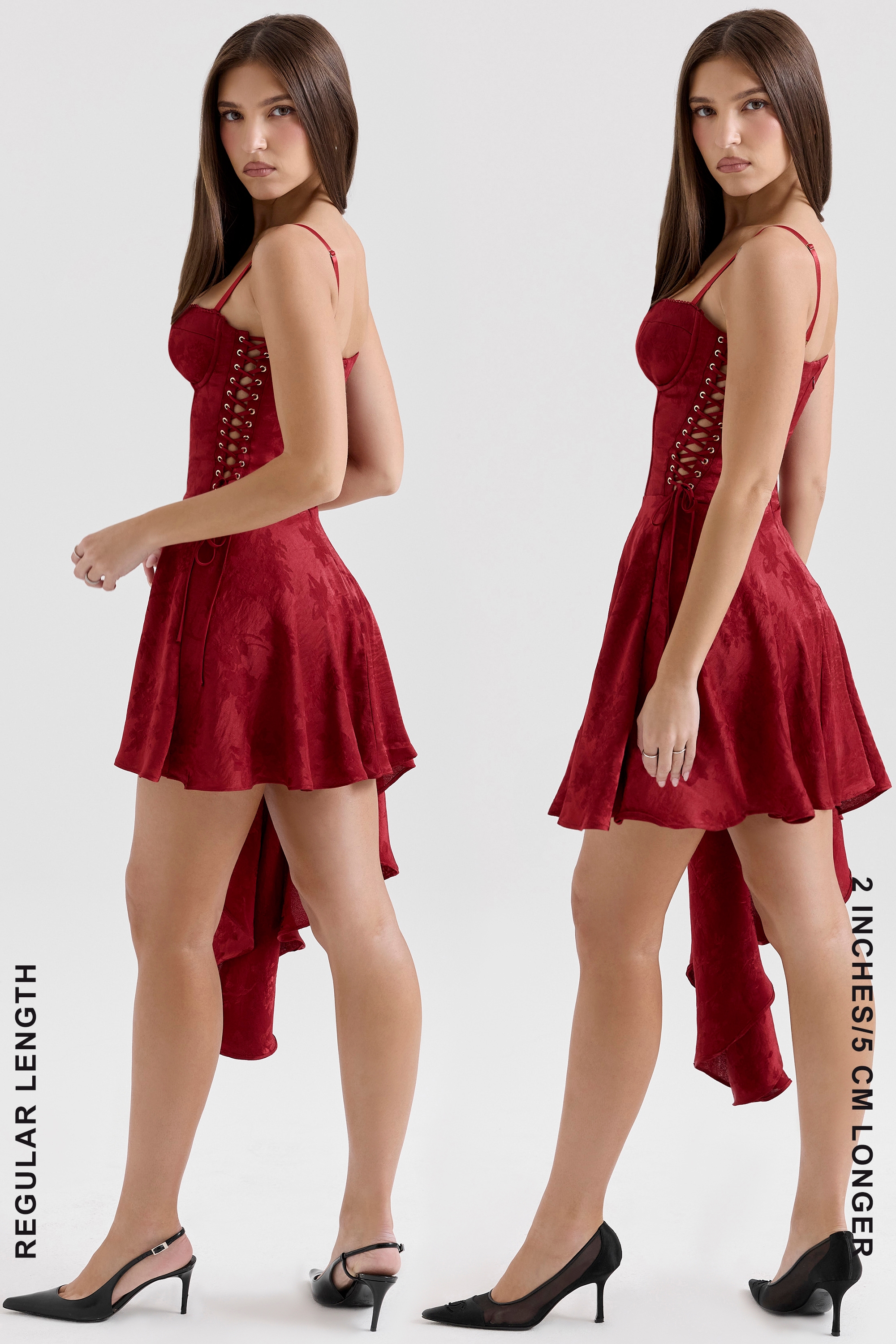 Lola  Wine Jacquard Satin Draped Mini Dress — image 8