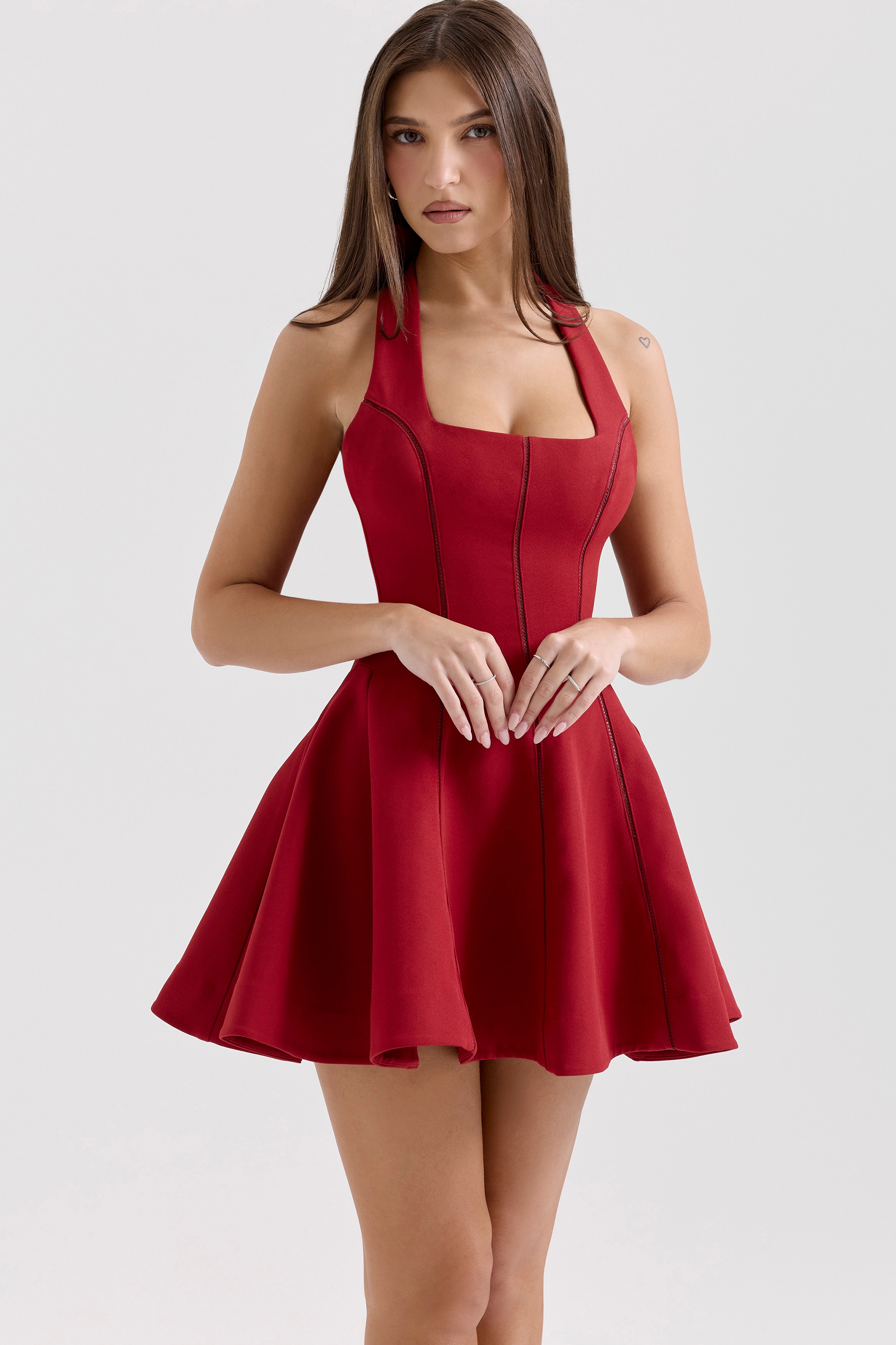 Loulette  Red Halter Neck Bow Mini Dress — image 5