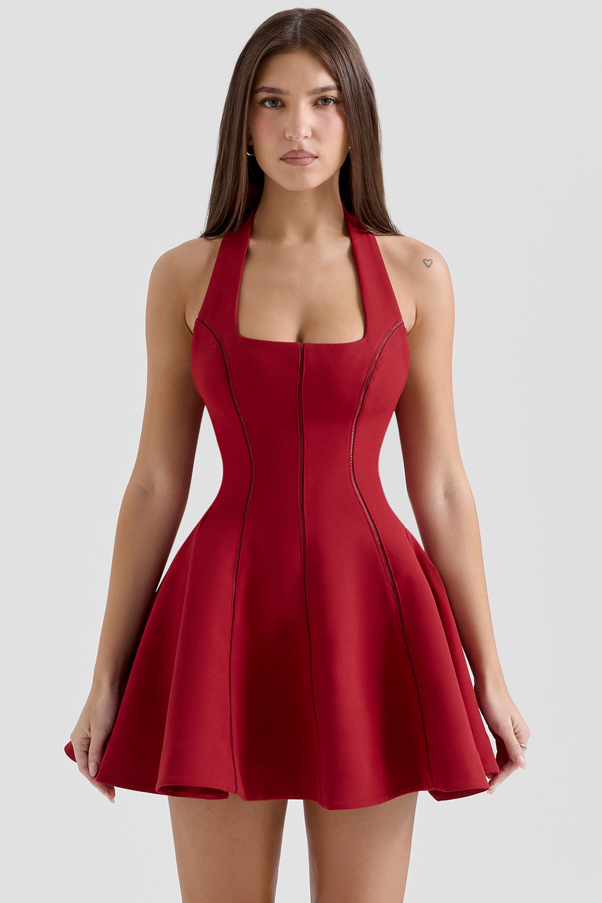 Loulette  Red Halter Neck Bow Mini Dress — image 1