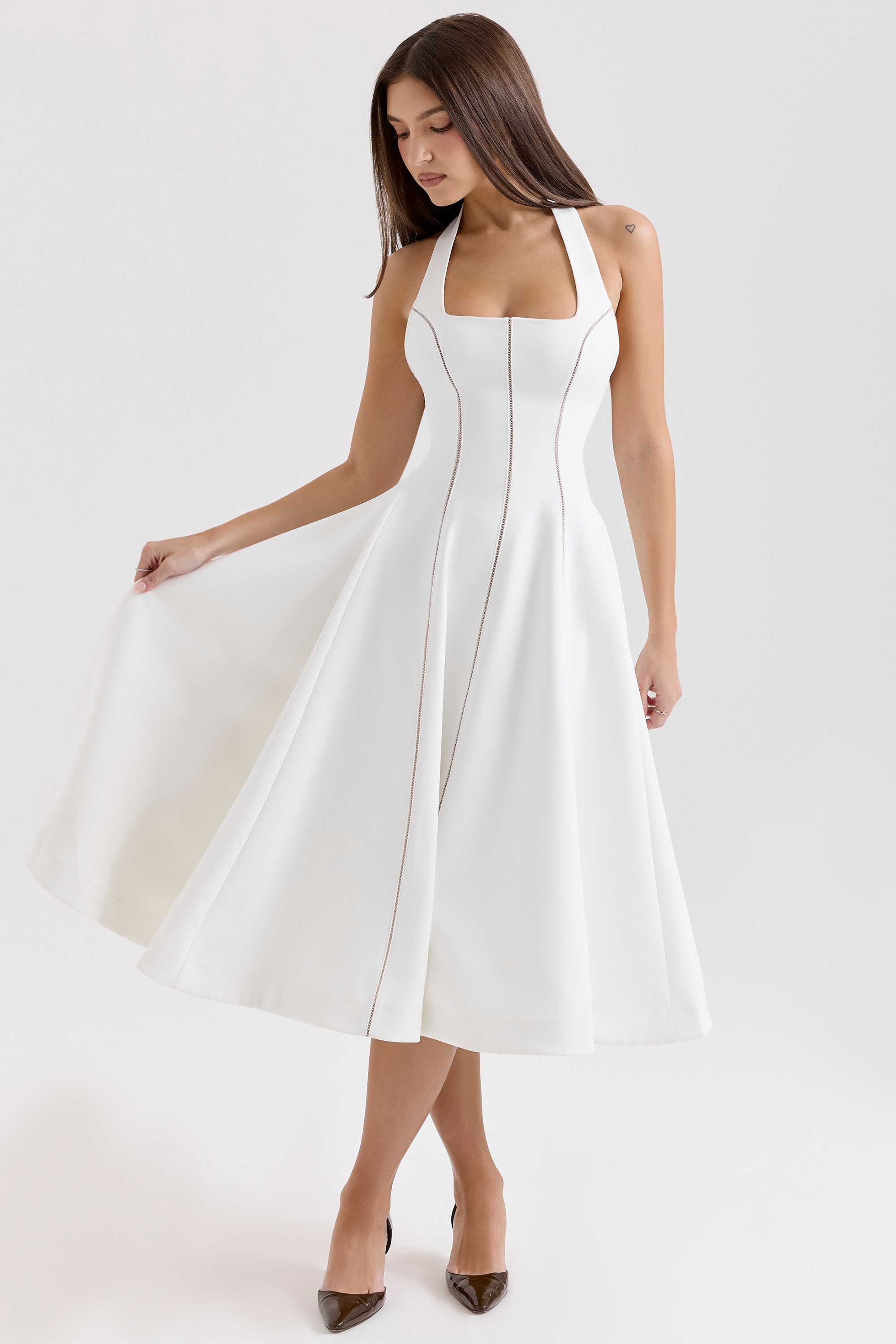 Loulou  Ivory Halter Neck Midi Dress — image 3