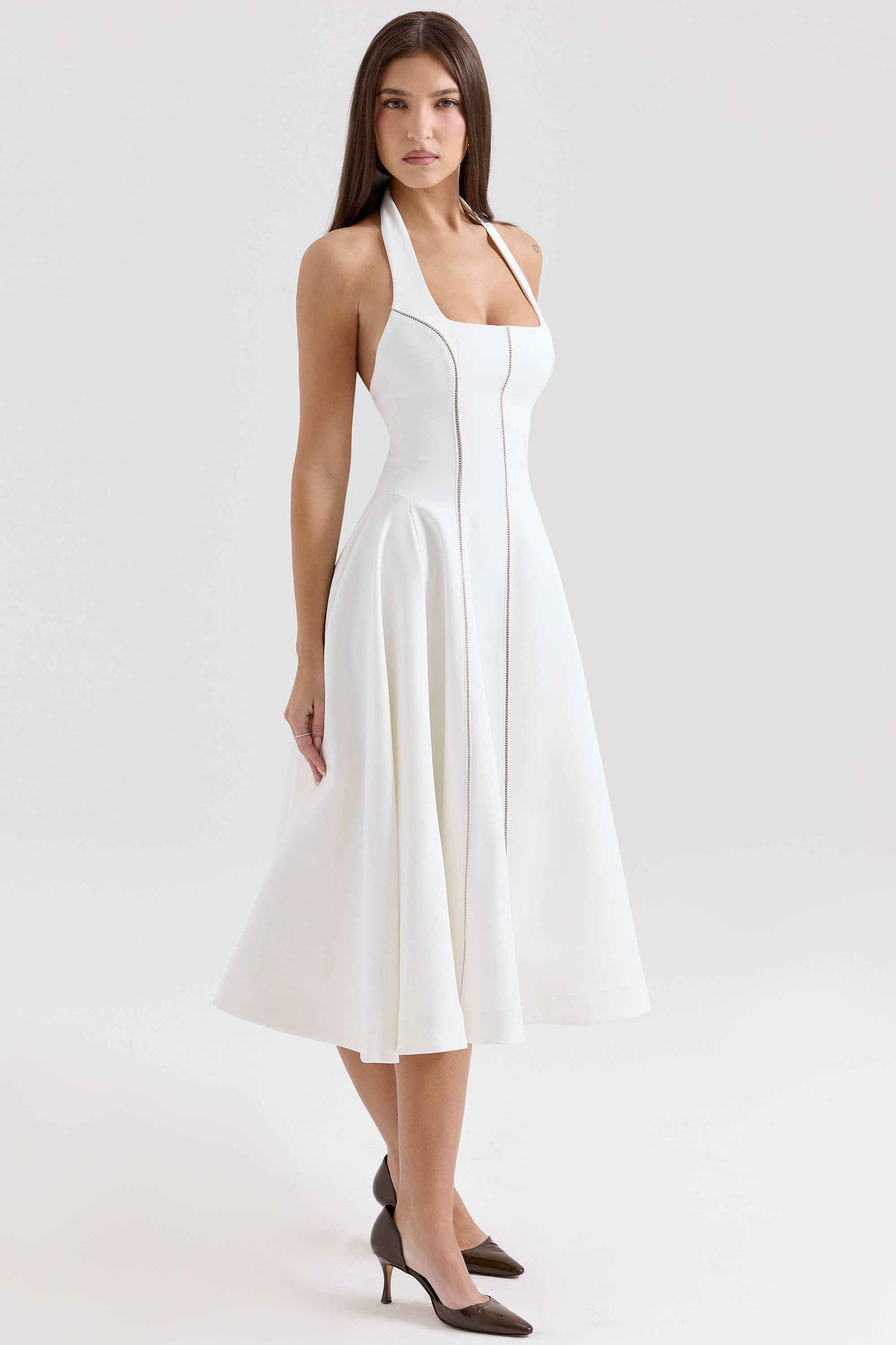 Loulou  Ivory Halter Neck Midi Dress — image 6