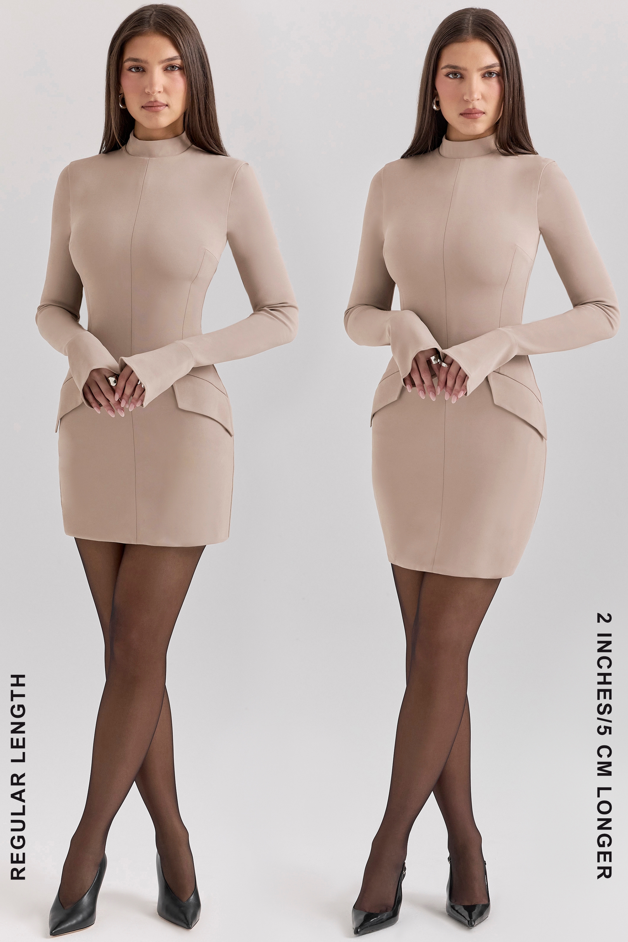 Mahalia  Taupe Long Sleeve Mini Dress — image 11