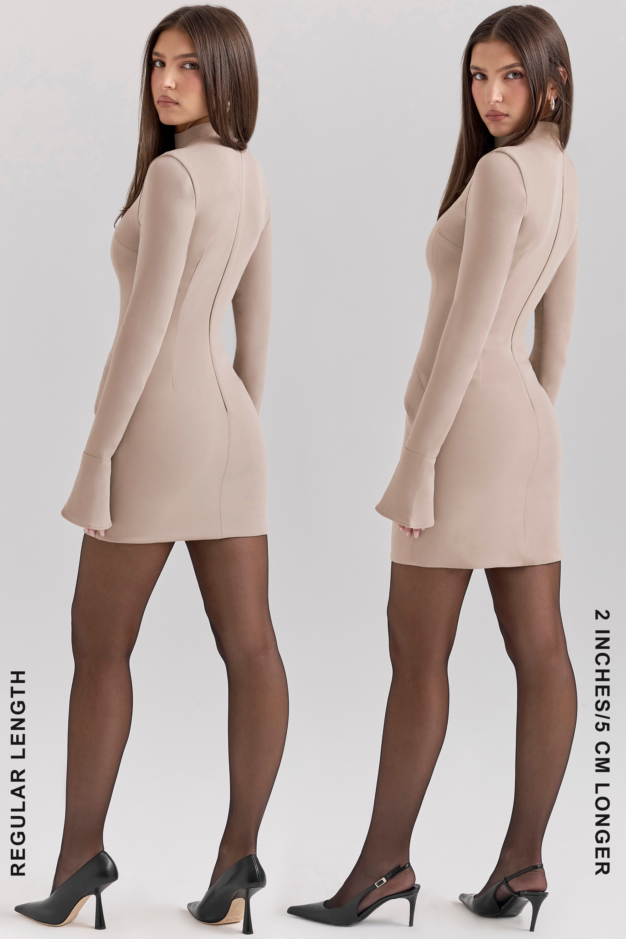 Mahalia  Taupe Long Sleeve Mini Dress — image 12