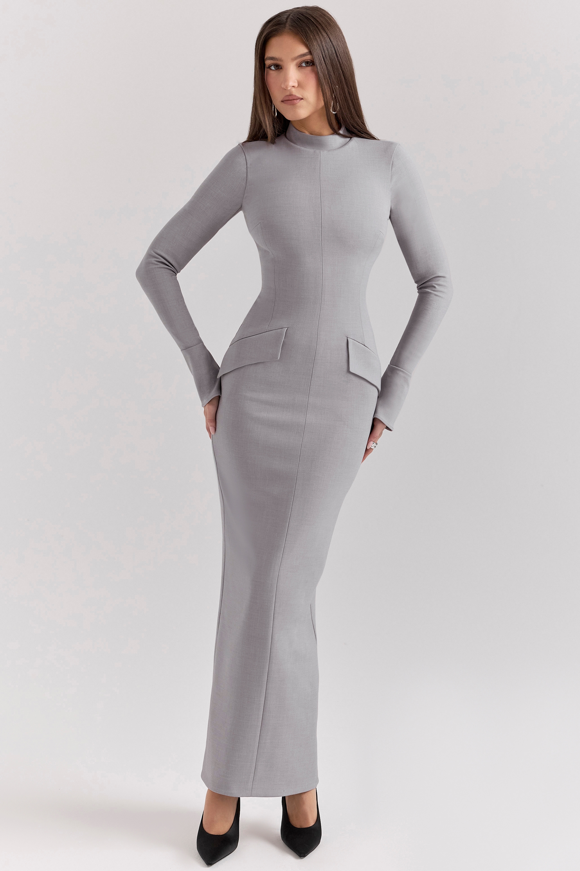 Marie-Louise  Light Grey Bodycon Maxi Dress — image 1