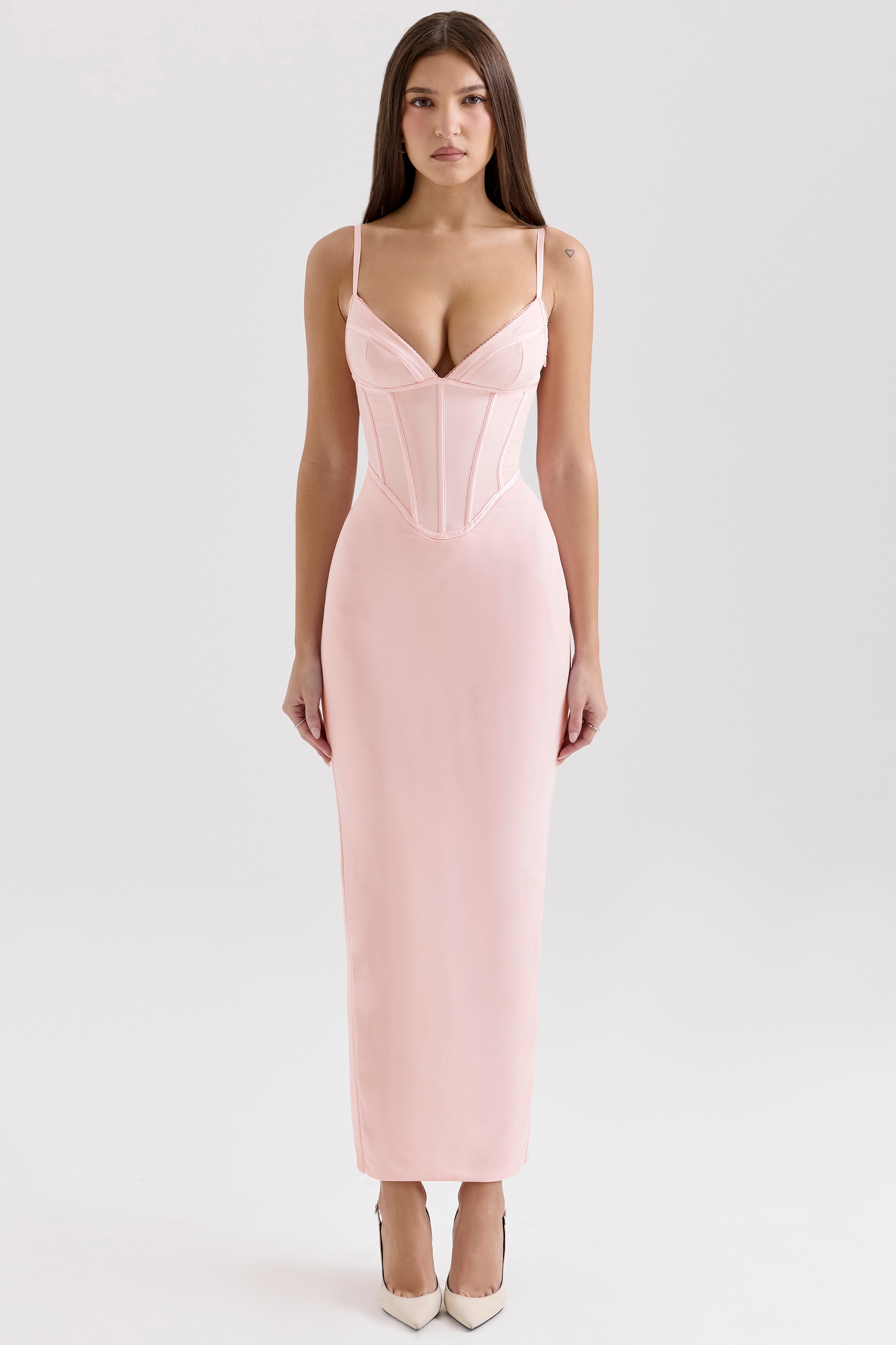 Romy  Pink Mesh Bodycon Maxi Dress — image 3