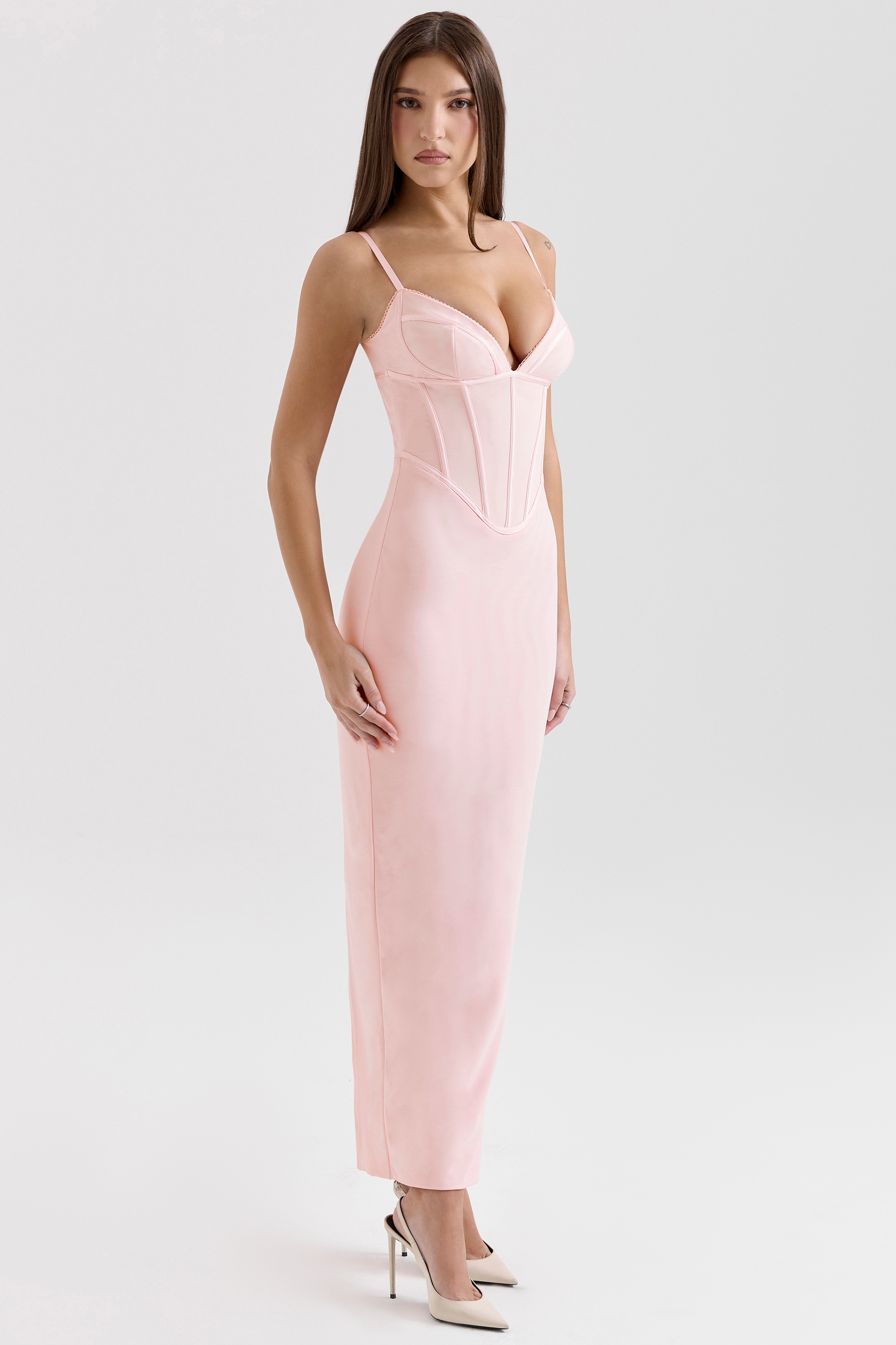 Romy  Pink Mesh Bodycon Maxi Dress — image 6