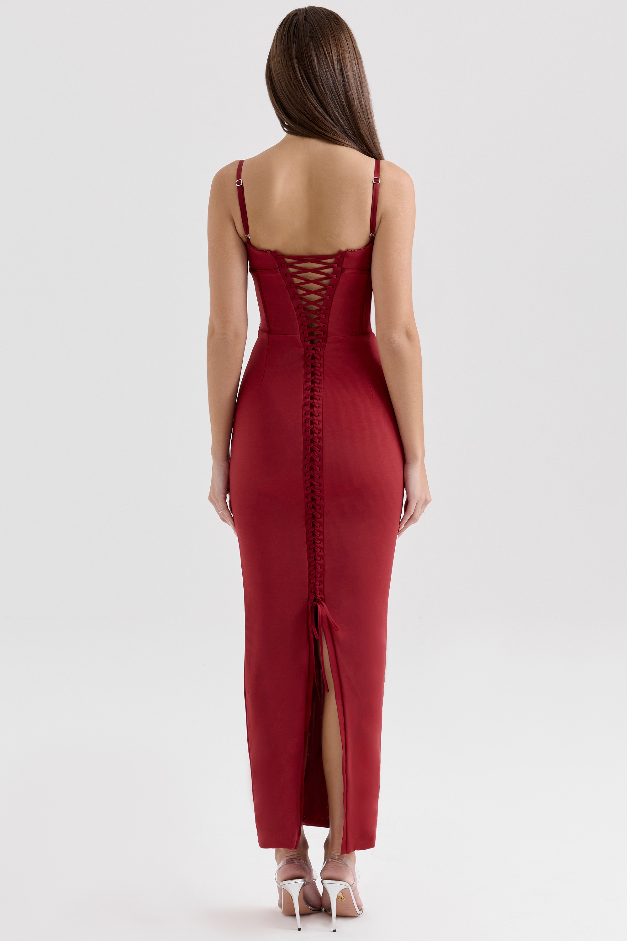 Romy  Wine Mesh Bodycon Maxi Dress — image 8