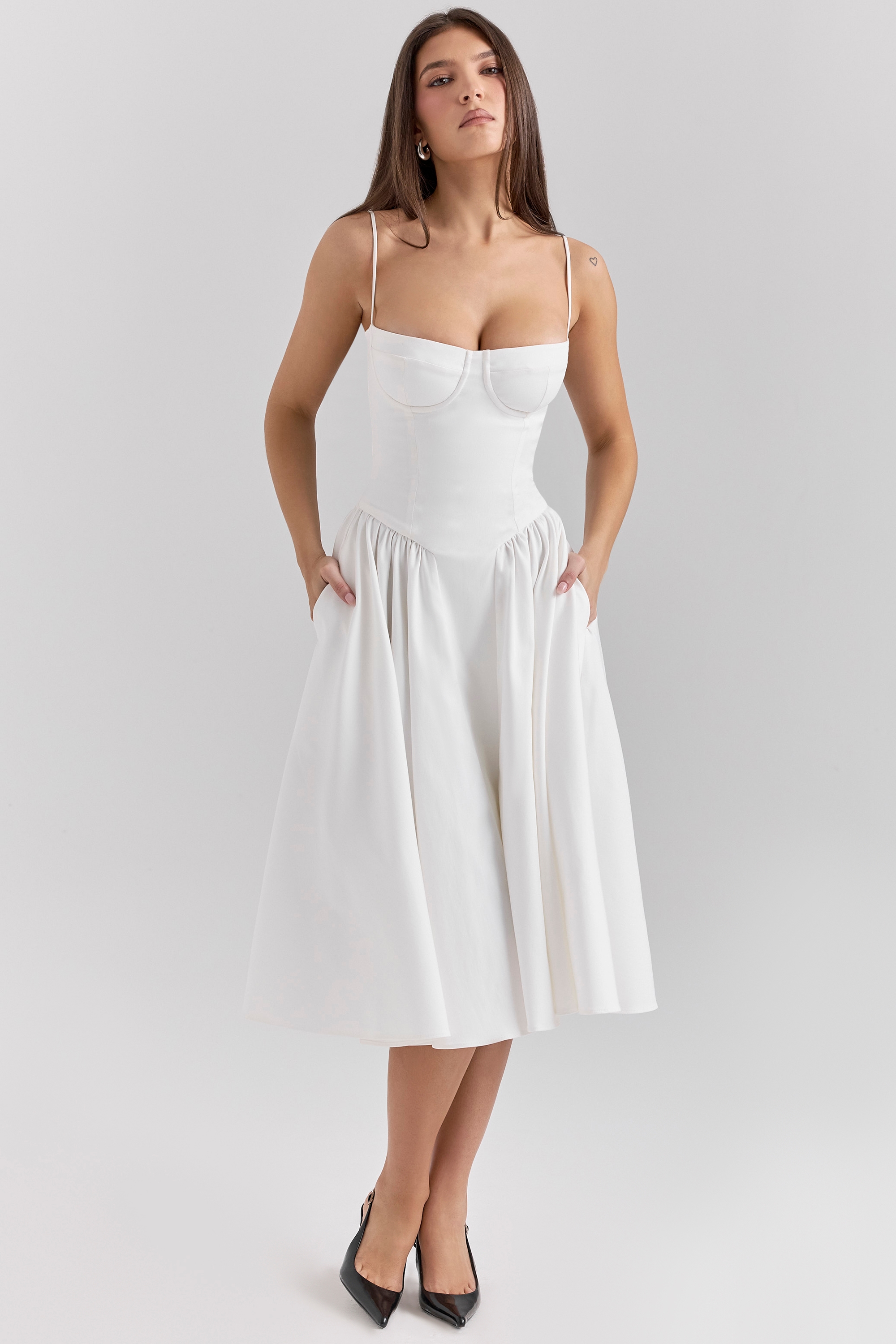 Samaria  White Corset Midi Dress — image 3