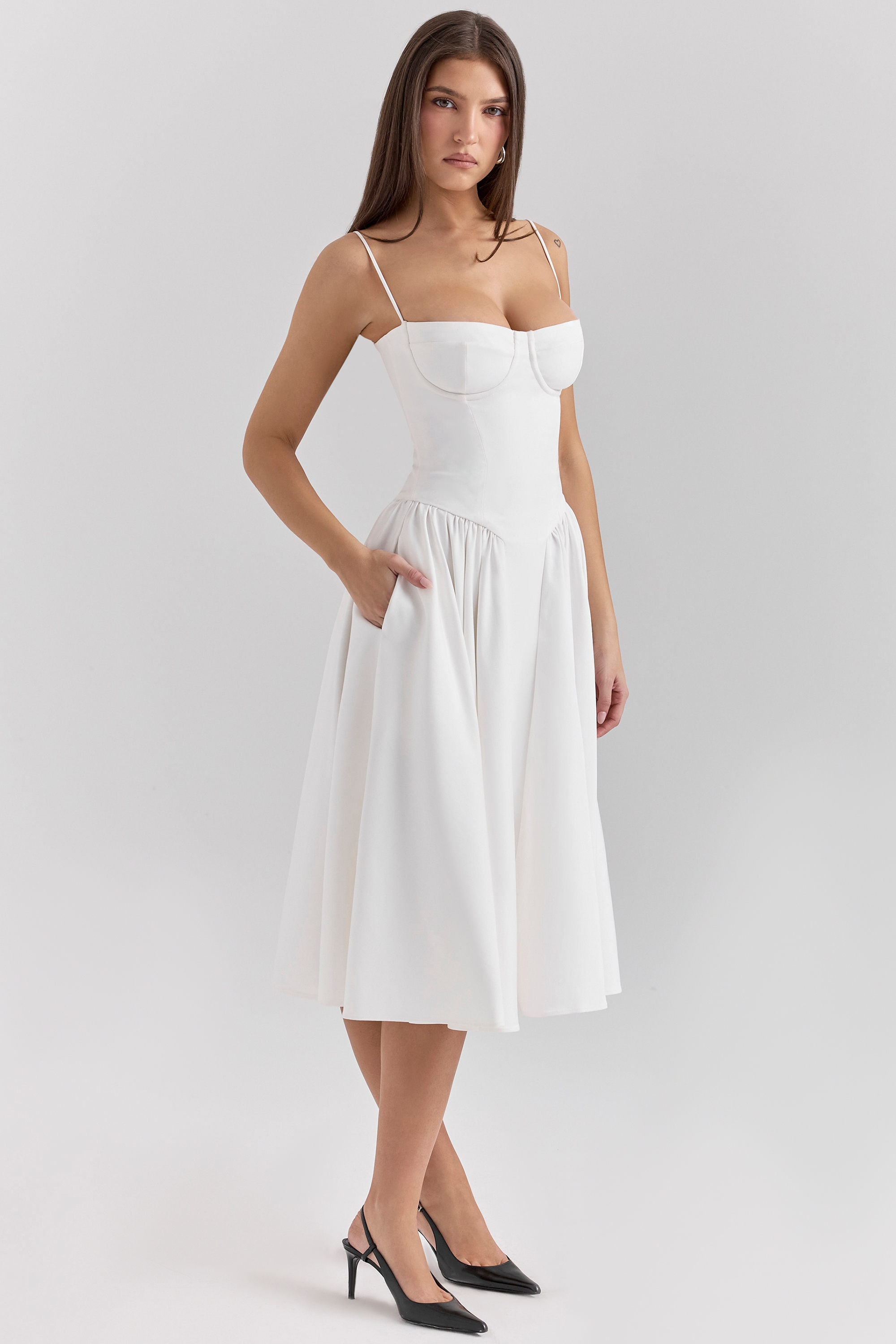 Samaria  White Corset Midi Dress — image 7