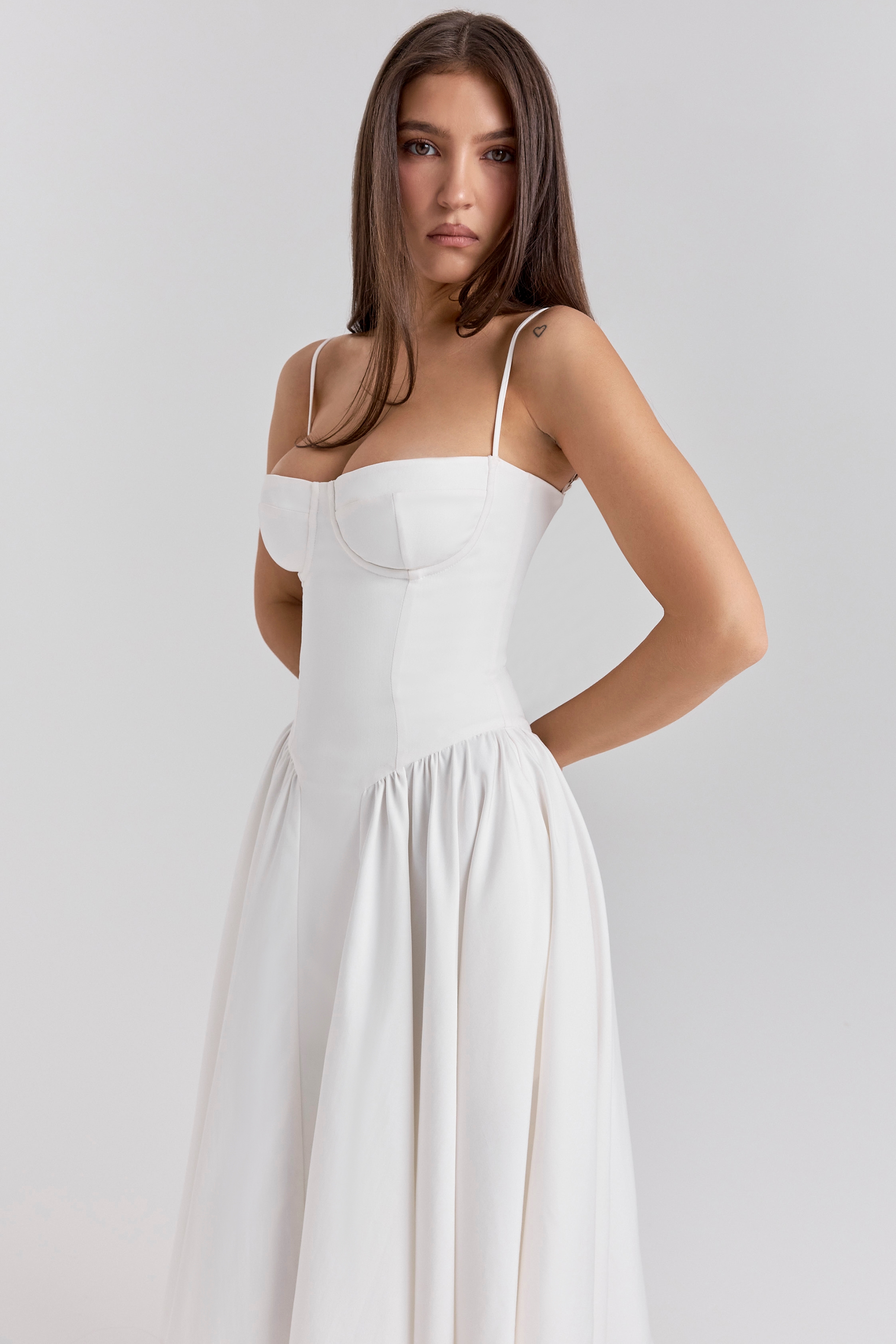 Samaria  White Corset Midi Dress — image 6