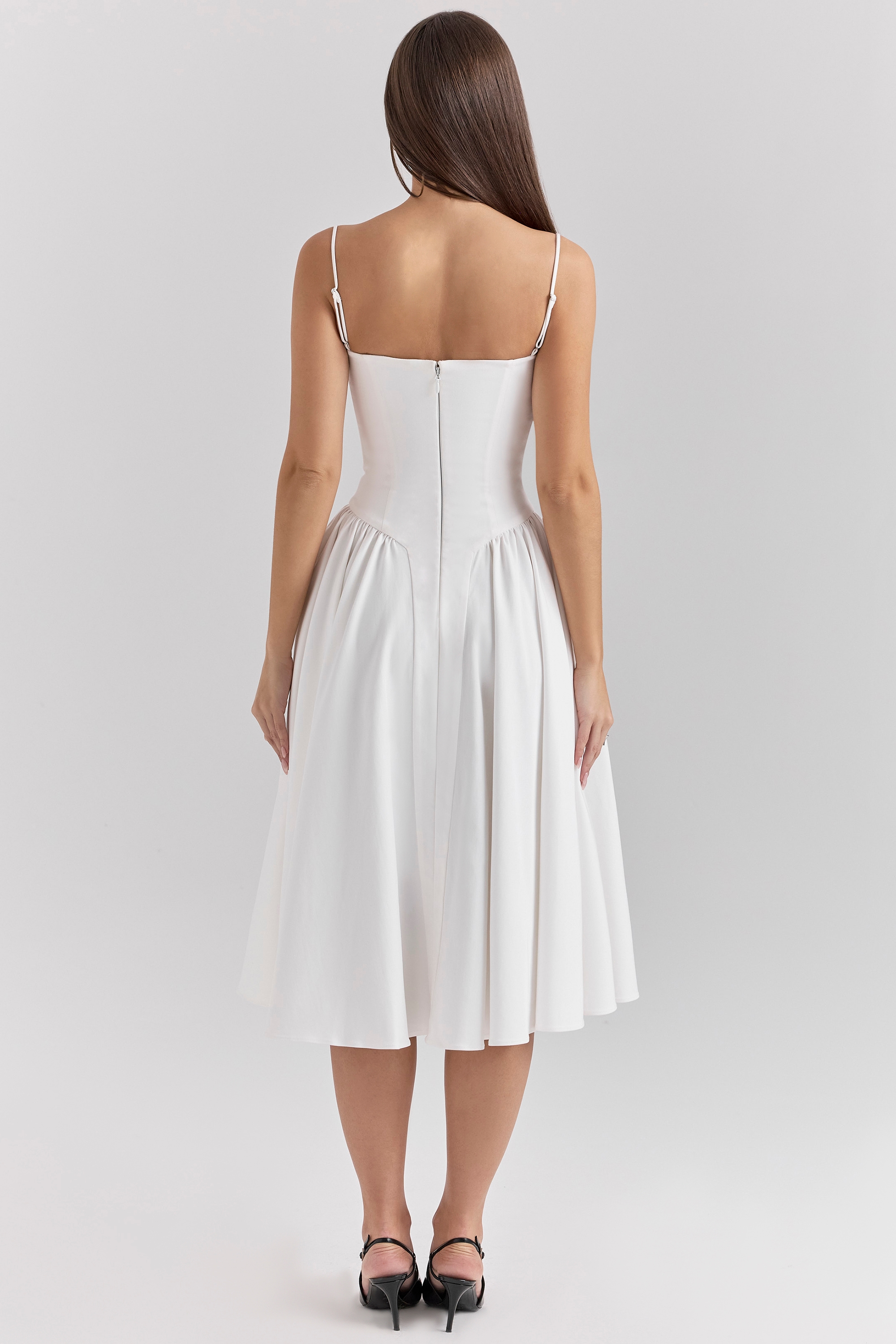 Samaria  White Corset Midi Dress — image 9