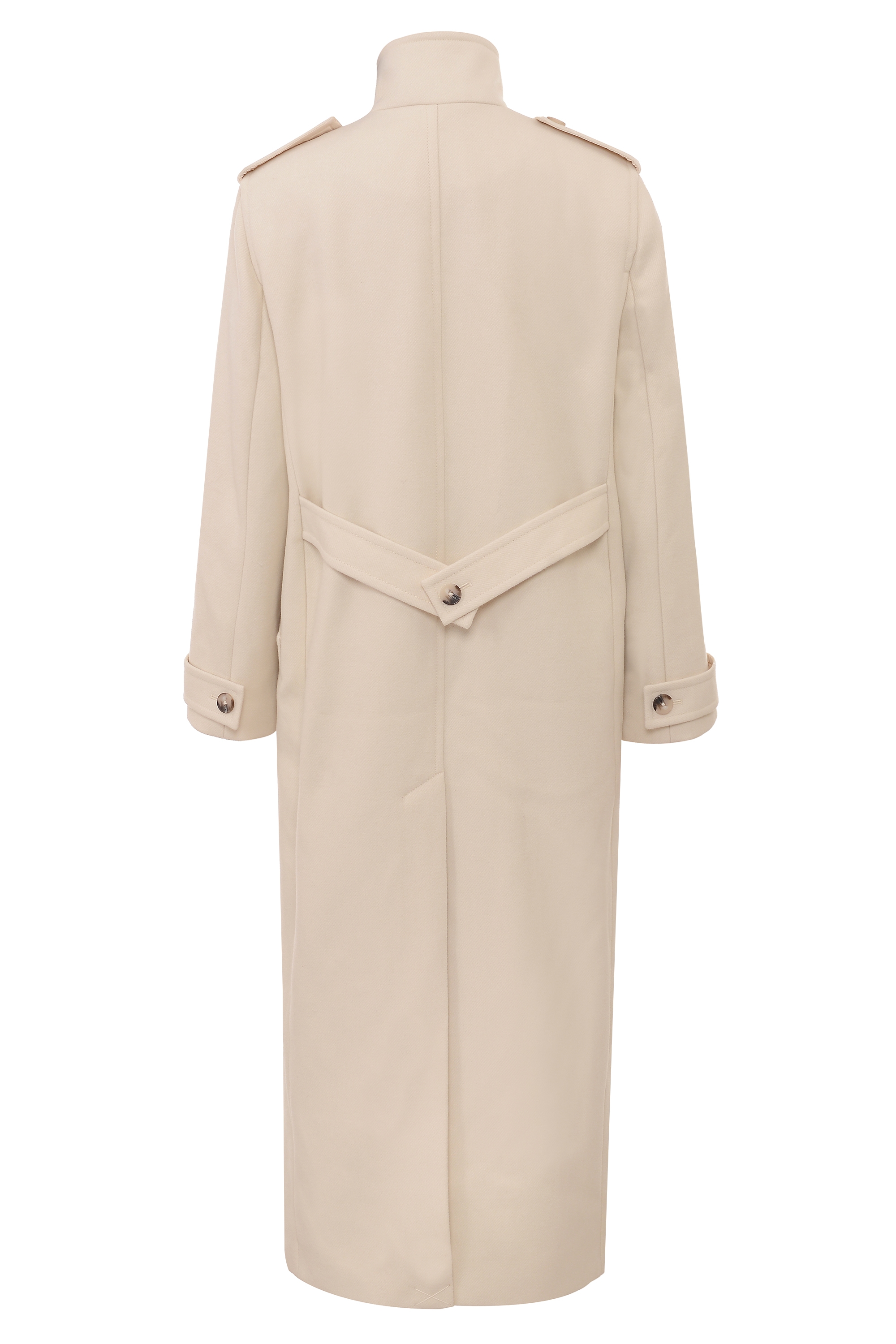 Sander  Cream Double Breasted Funnel Neck Coat — image 15