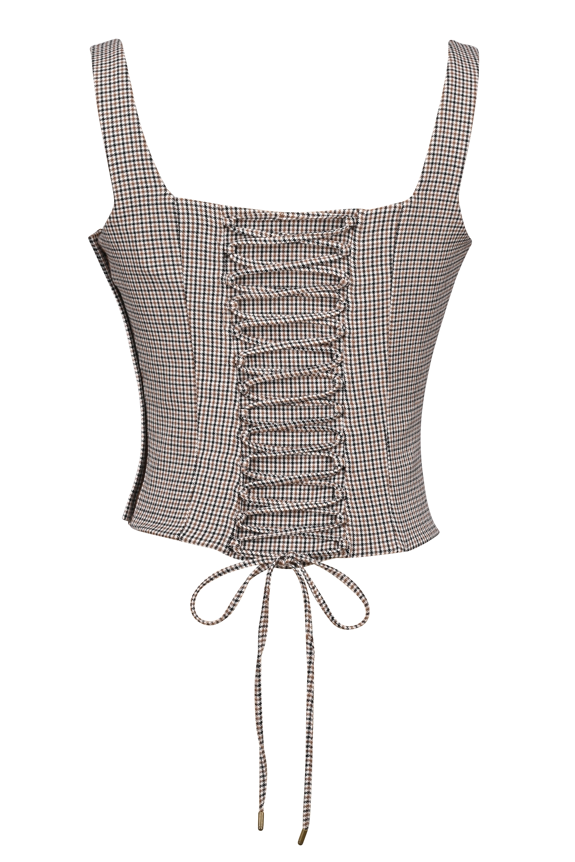 Selma  Brown Puppytooth Boned Corset Top — image 11