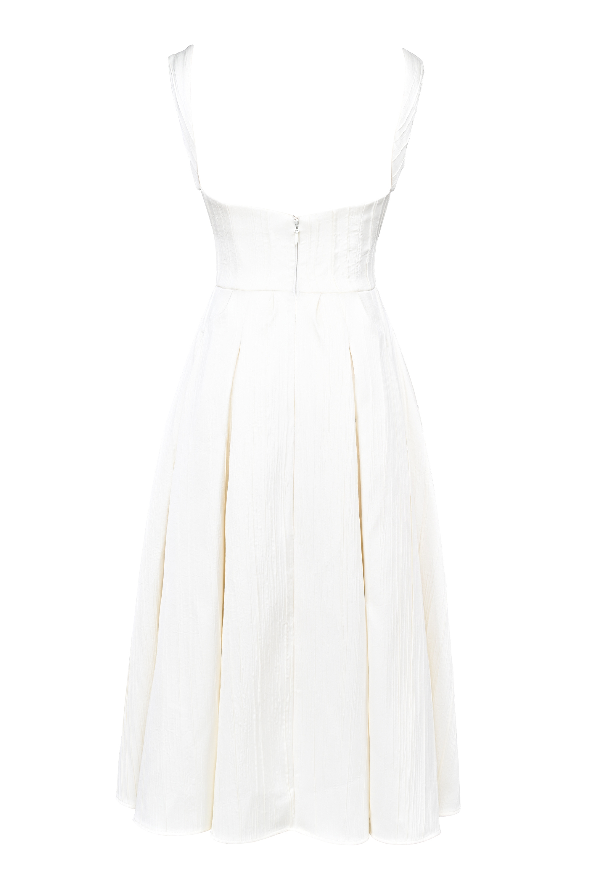 Isabeau  Ivory Textured Satin Corset Midi Dress — image 12