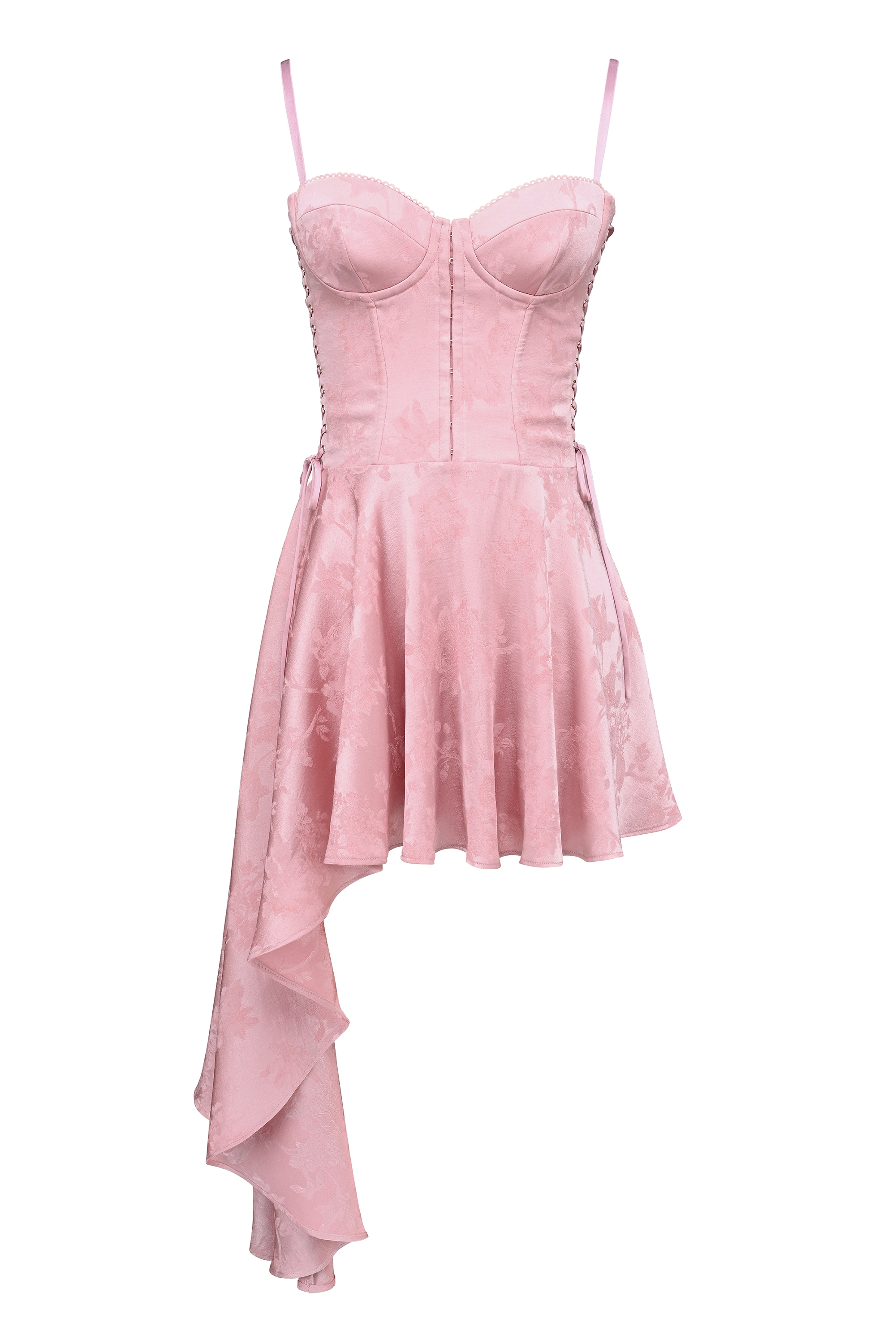 Lola  Pink Jacquard Draped Mini Dress — image 12