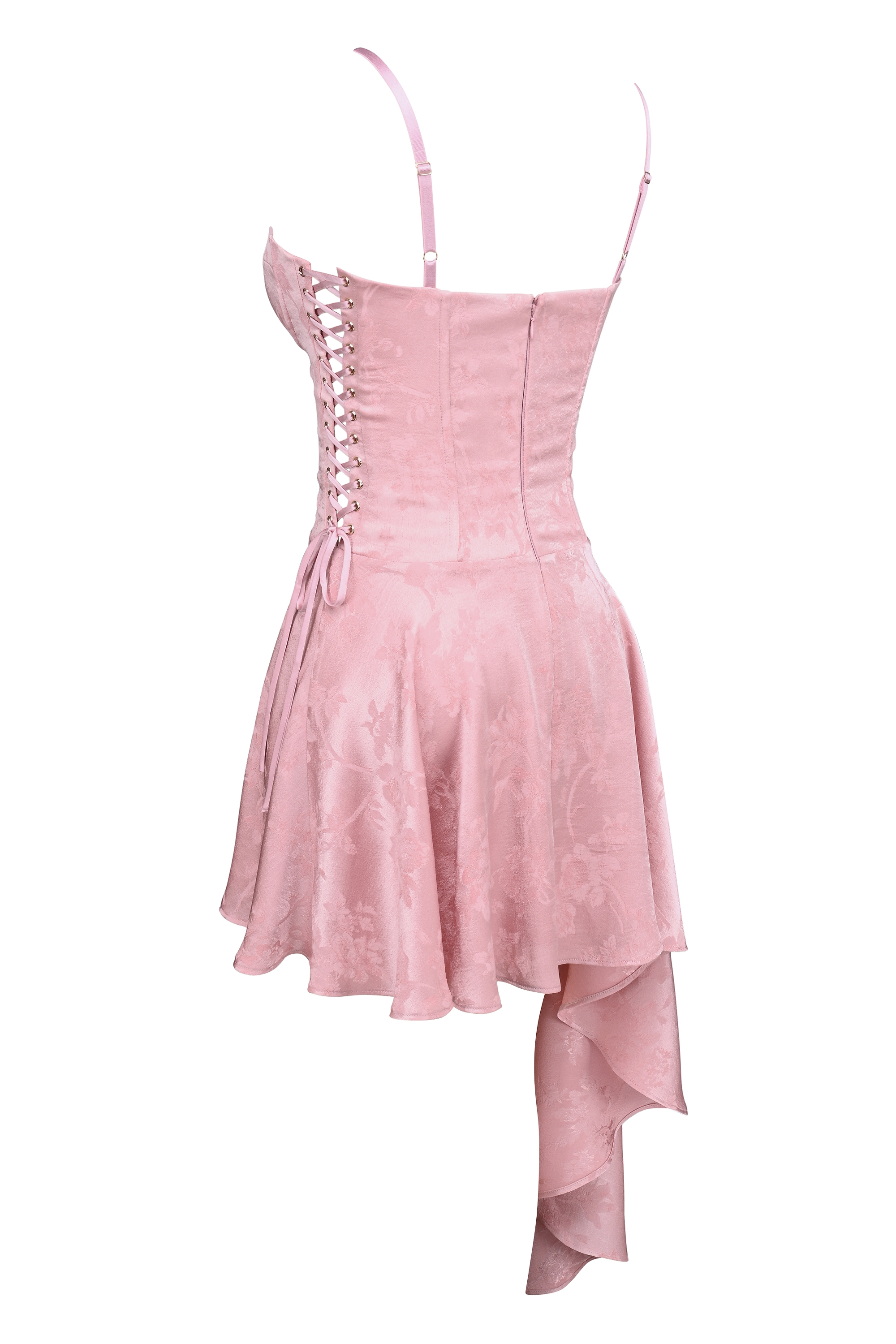 Lola  Pink Jacquard Draped Mini Dress — image 13