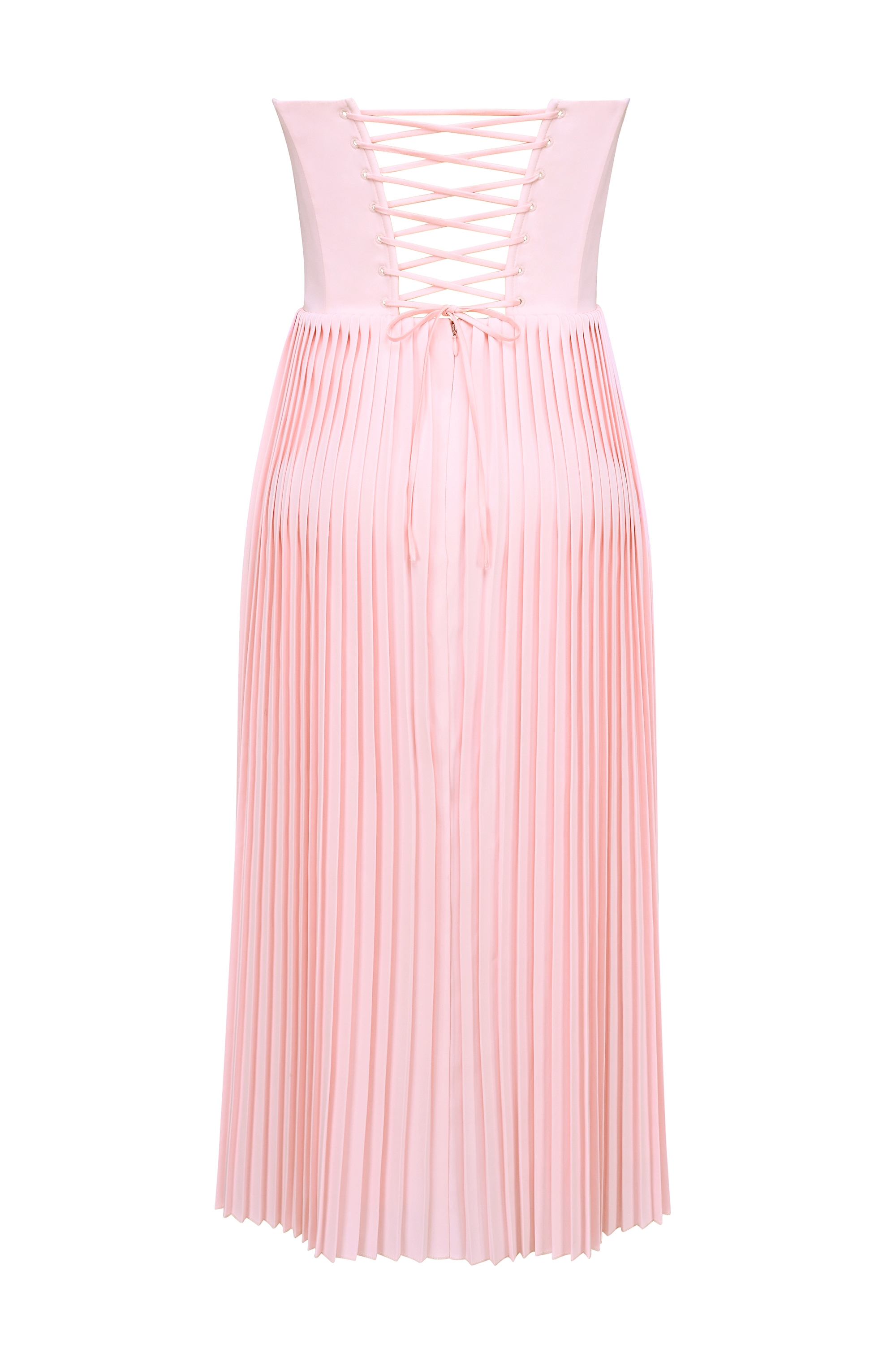 Marci  Pink Pleated Midi Corset Dress — image 16