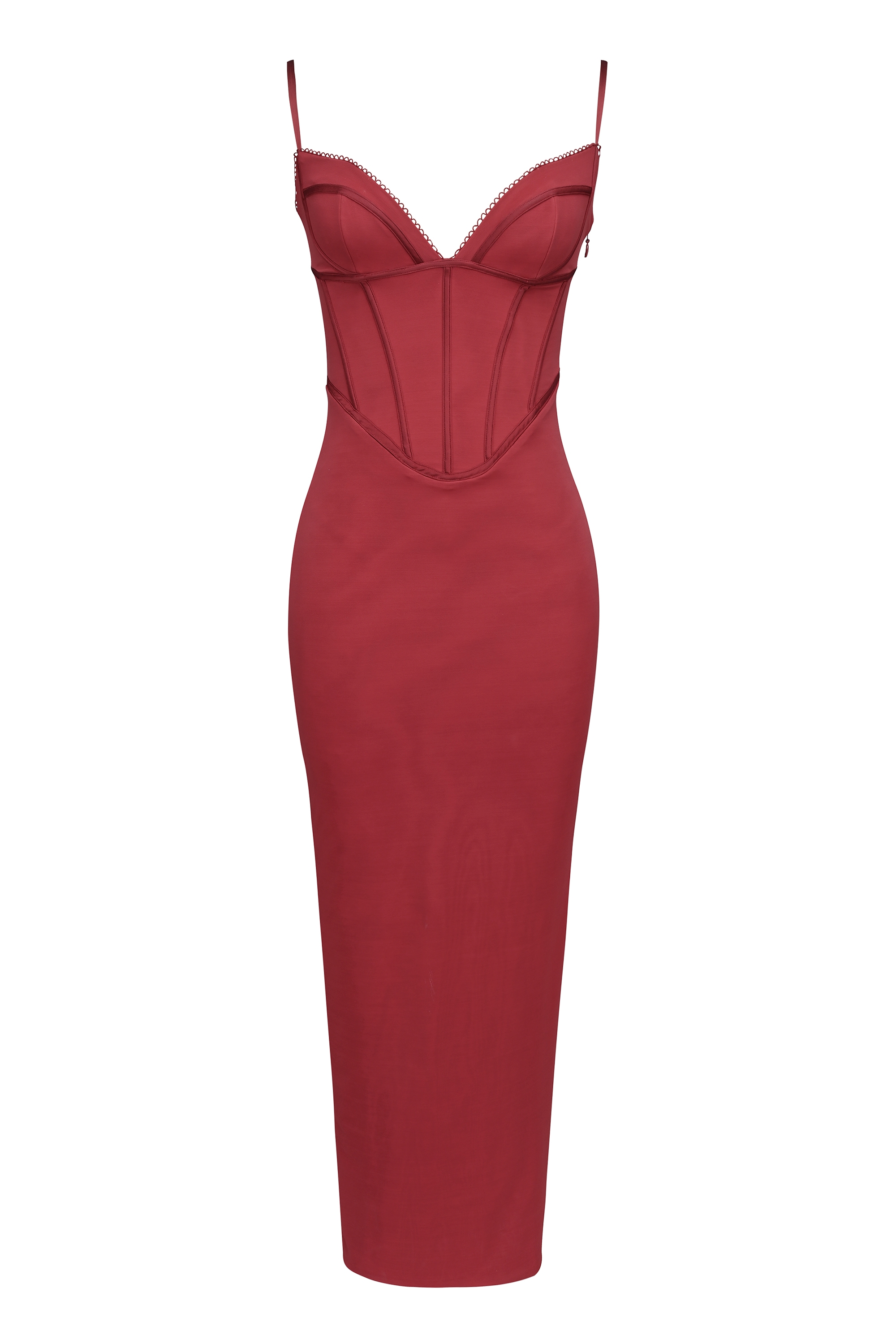 Romy  Wine Mesh Bodycon Maxi Dress — image 14