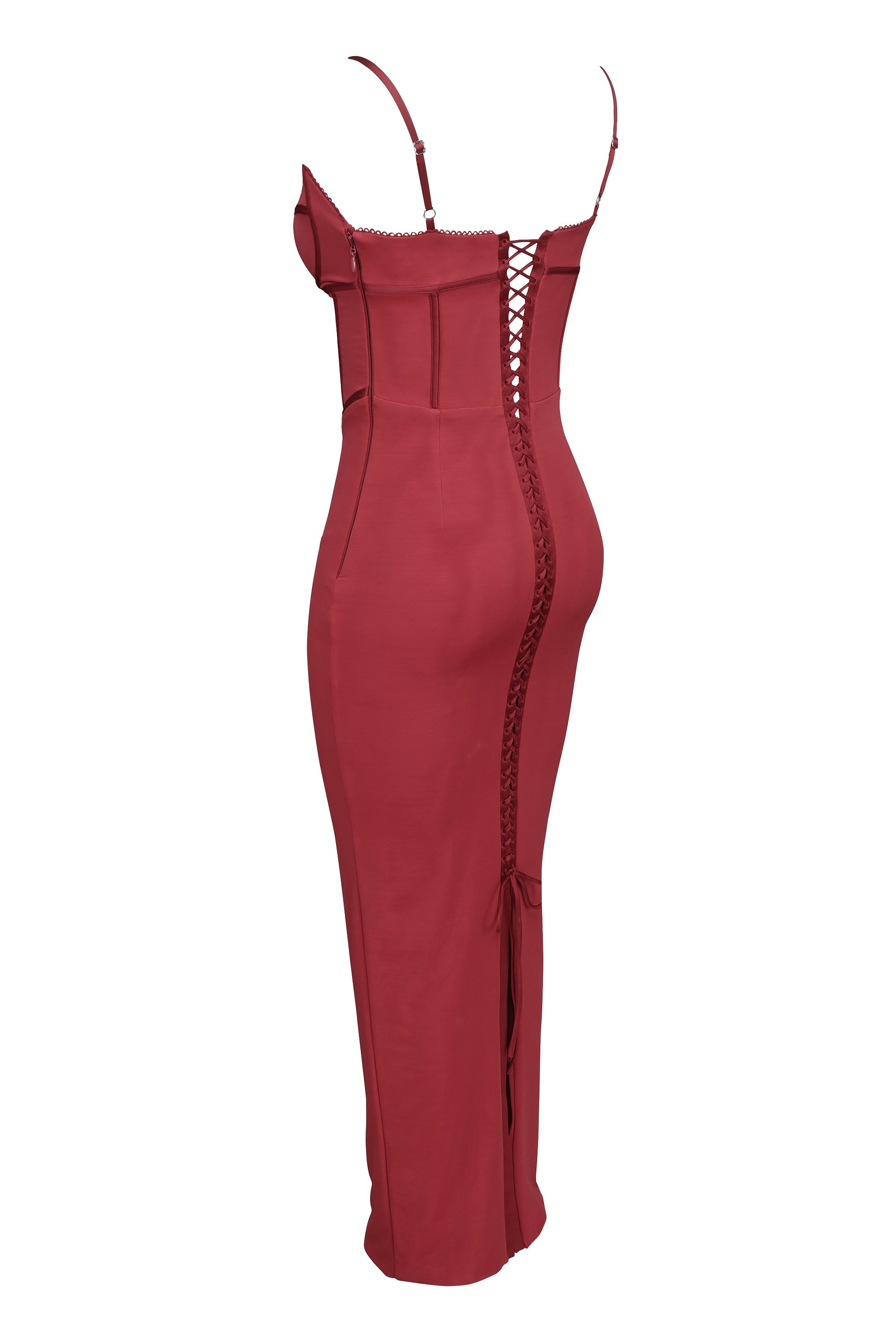Romy  Wine Mesh Bodycon Maxi Dress — image 15