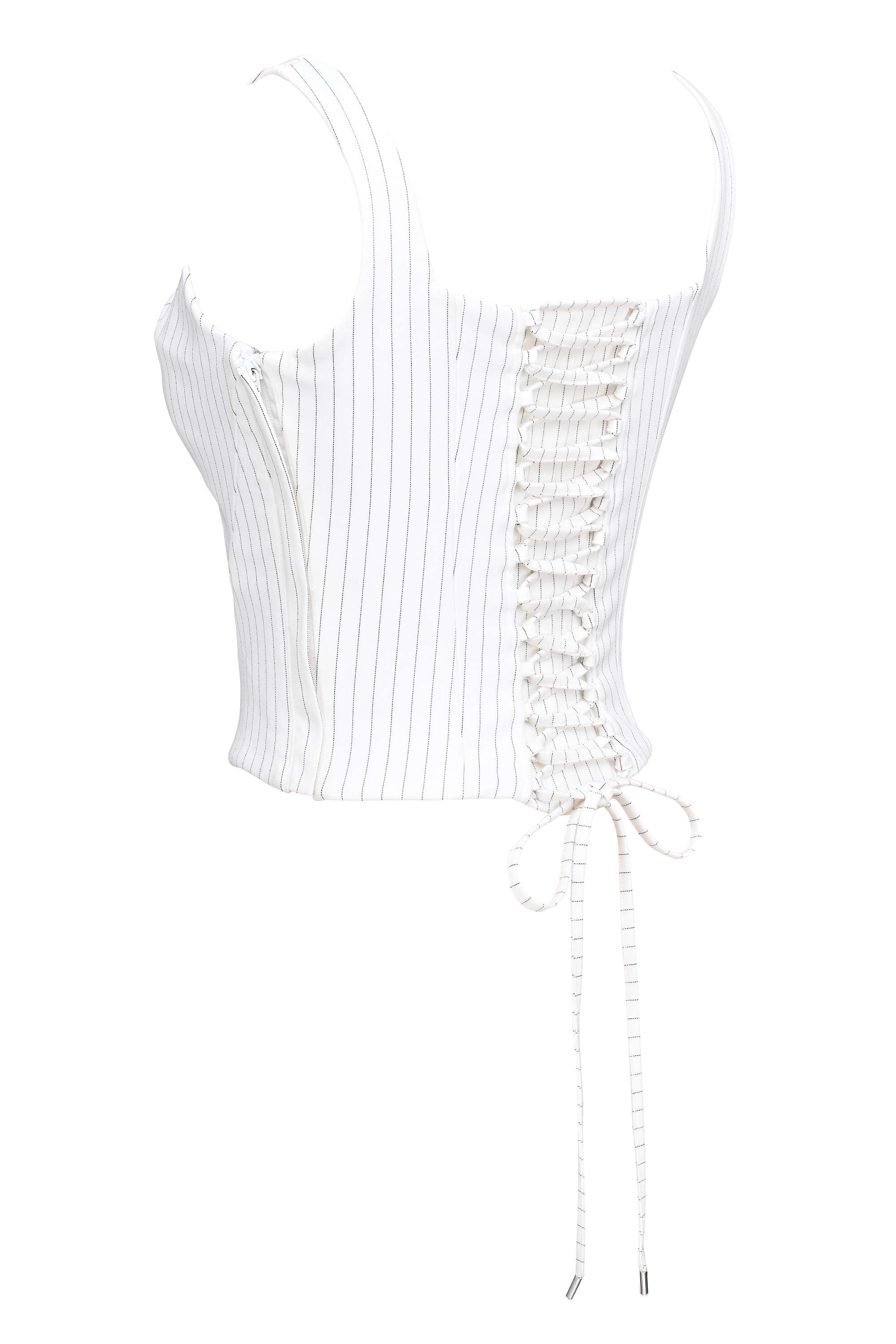 Selma  White Pinstripe Boned Corset Top — image 11