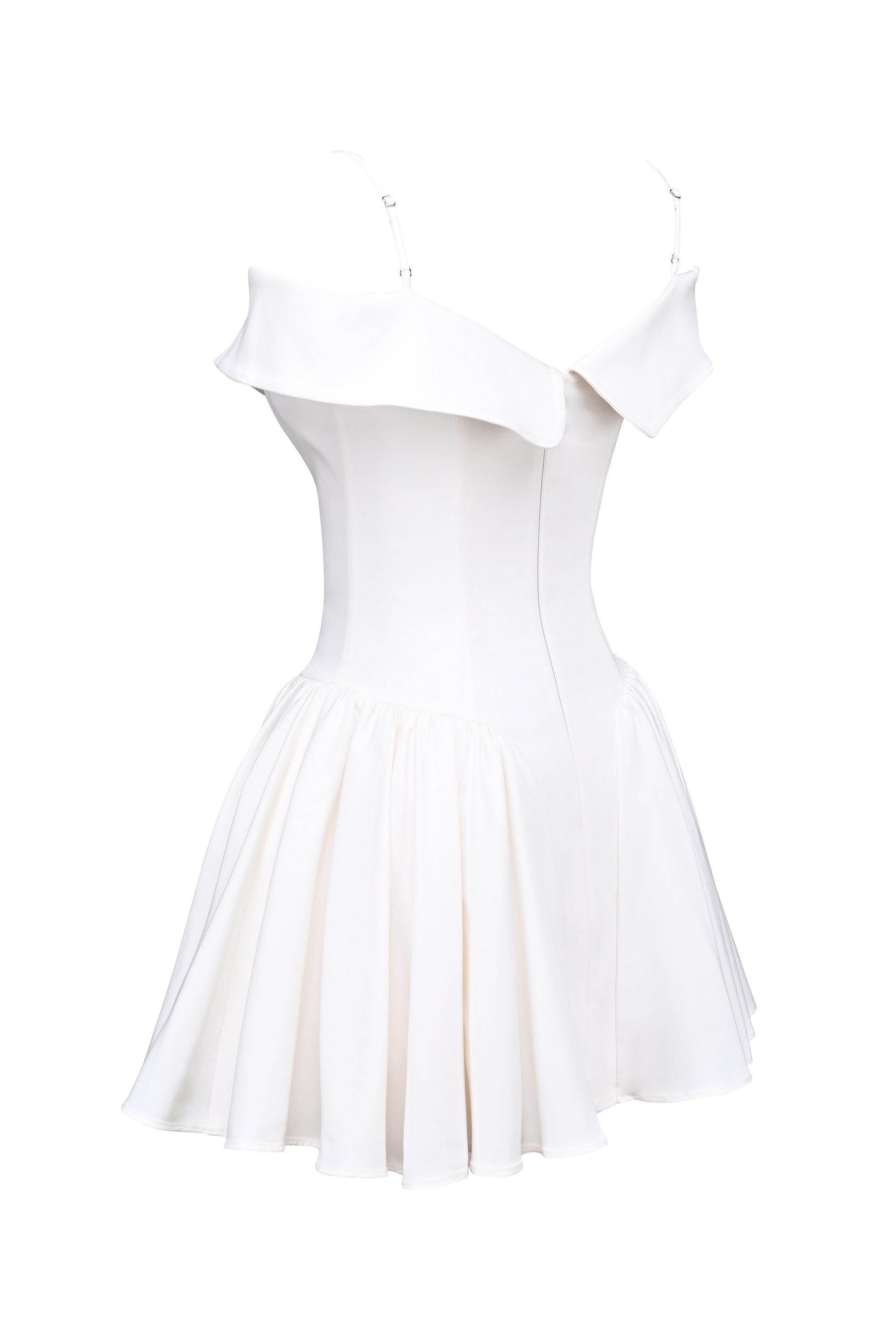Elida  White Twill Off Shoulder Mini Dress — image 12