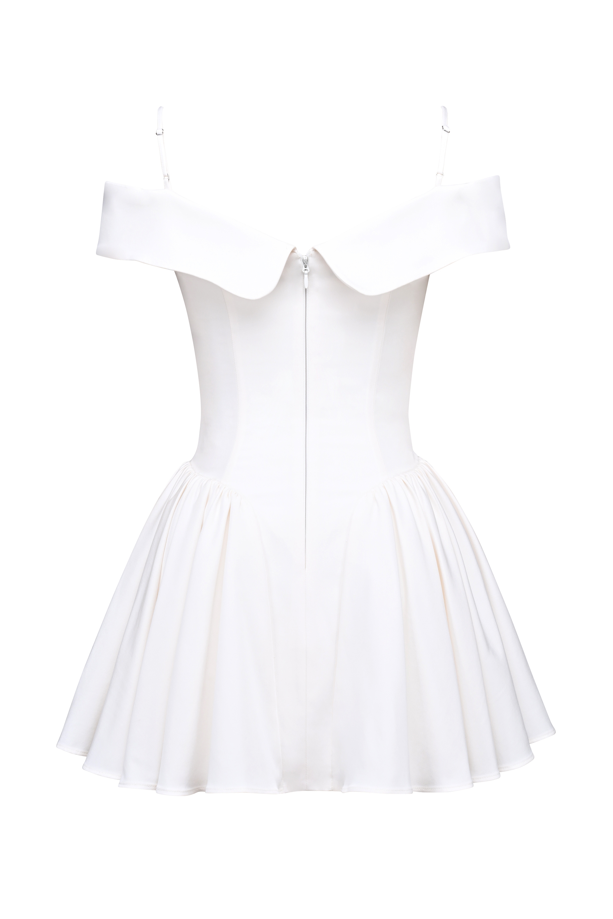 Elida  White Twill Off Shoulder Mini Dress — image 13