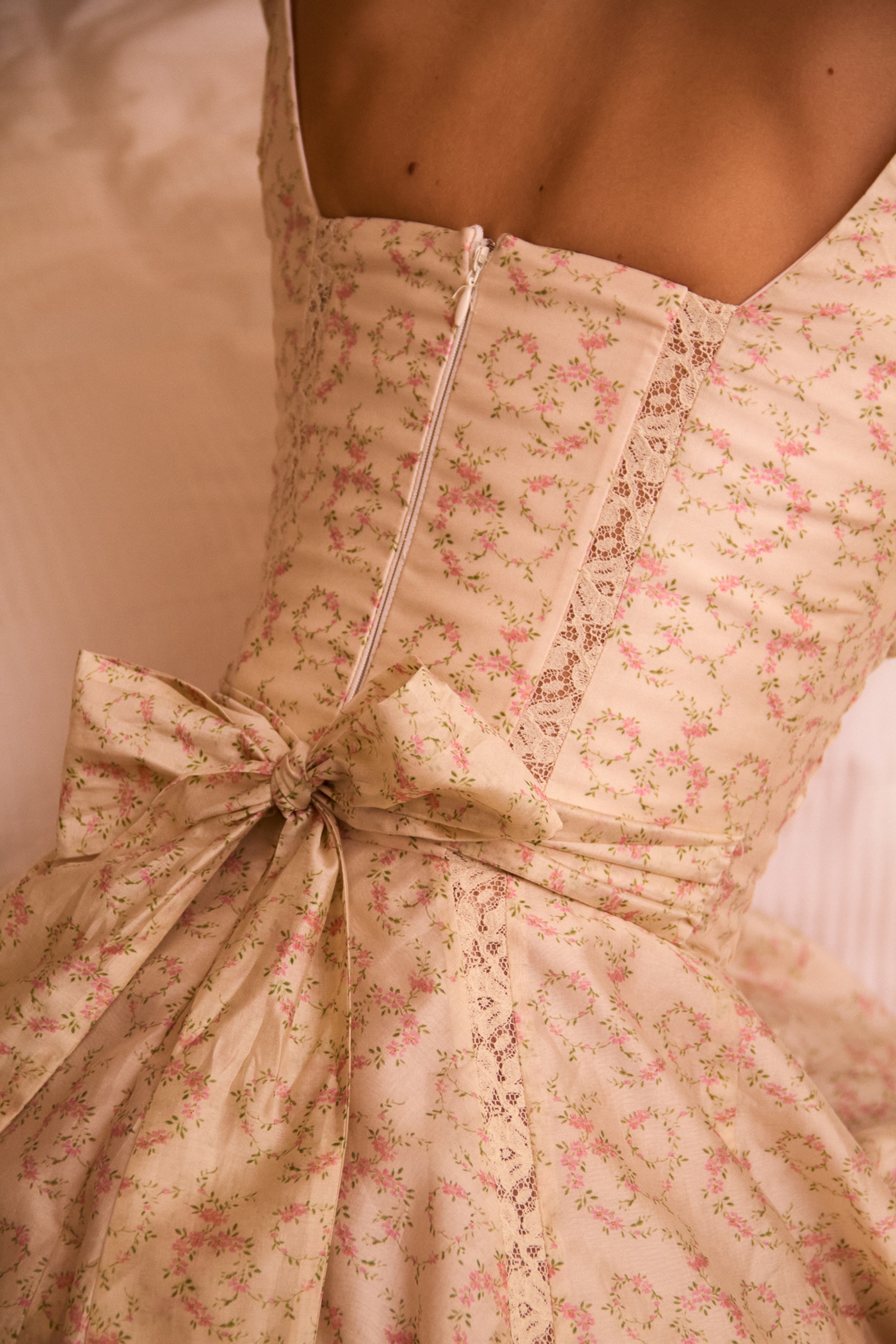 Melita  Cream Floral Print Chiffon Puff Sleeve Mini Dress — image 10