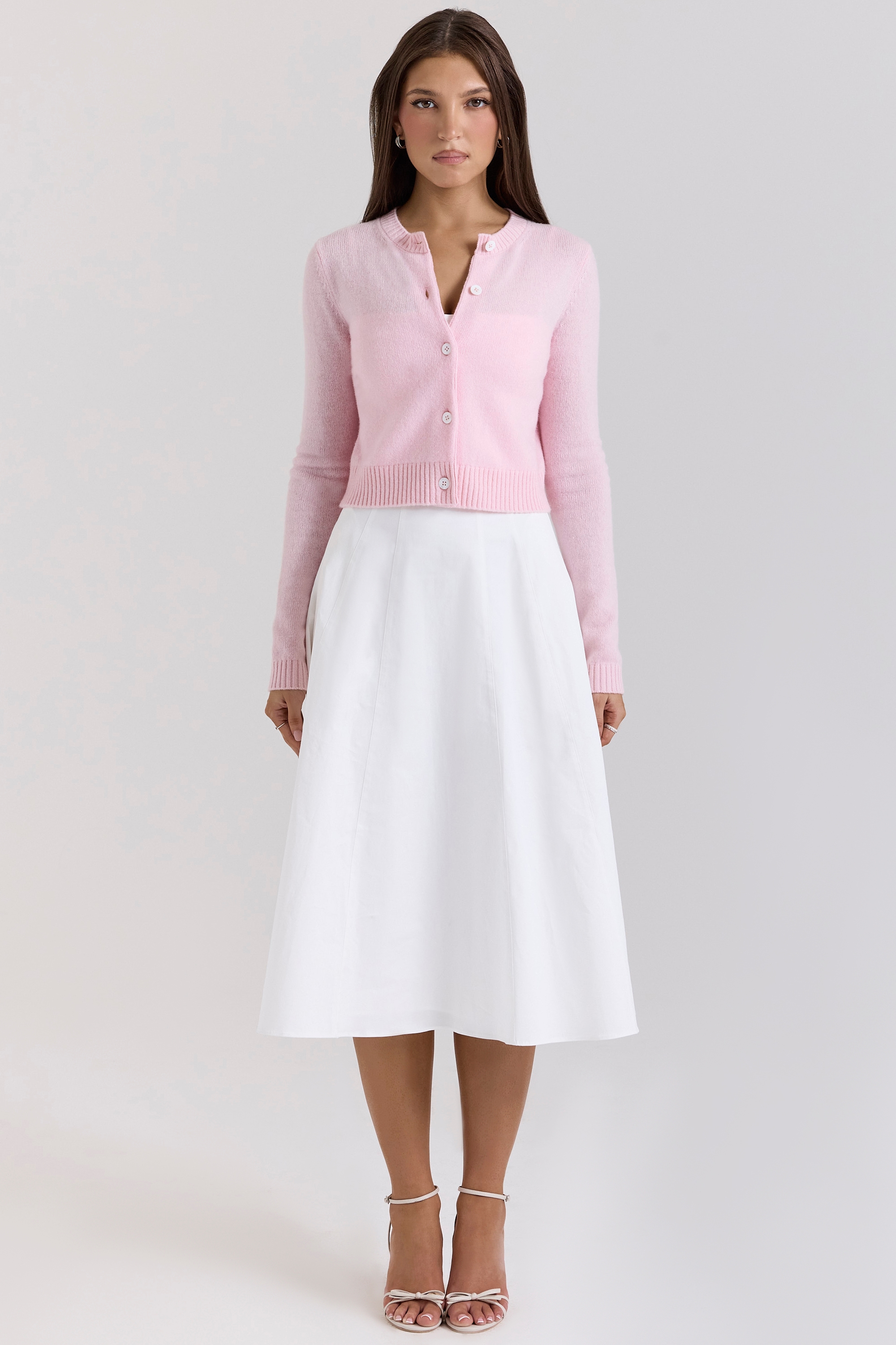 Alliana  Pink Cropped Wool Cardigan — image 3