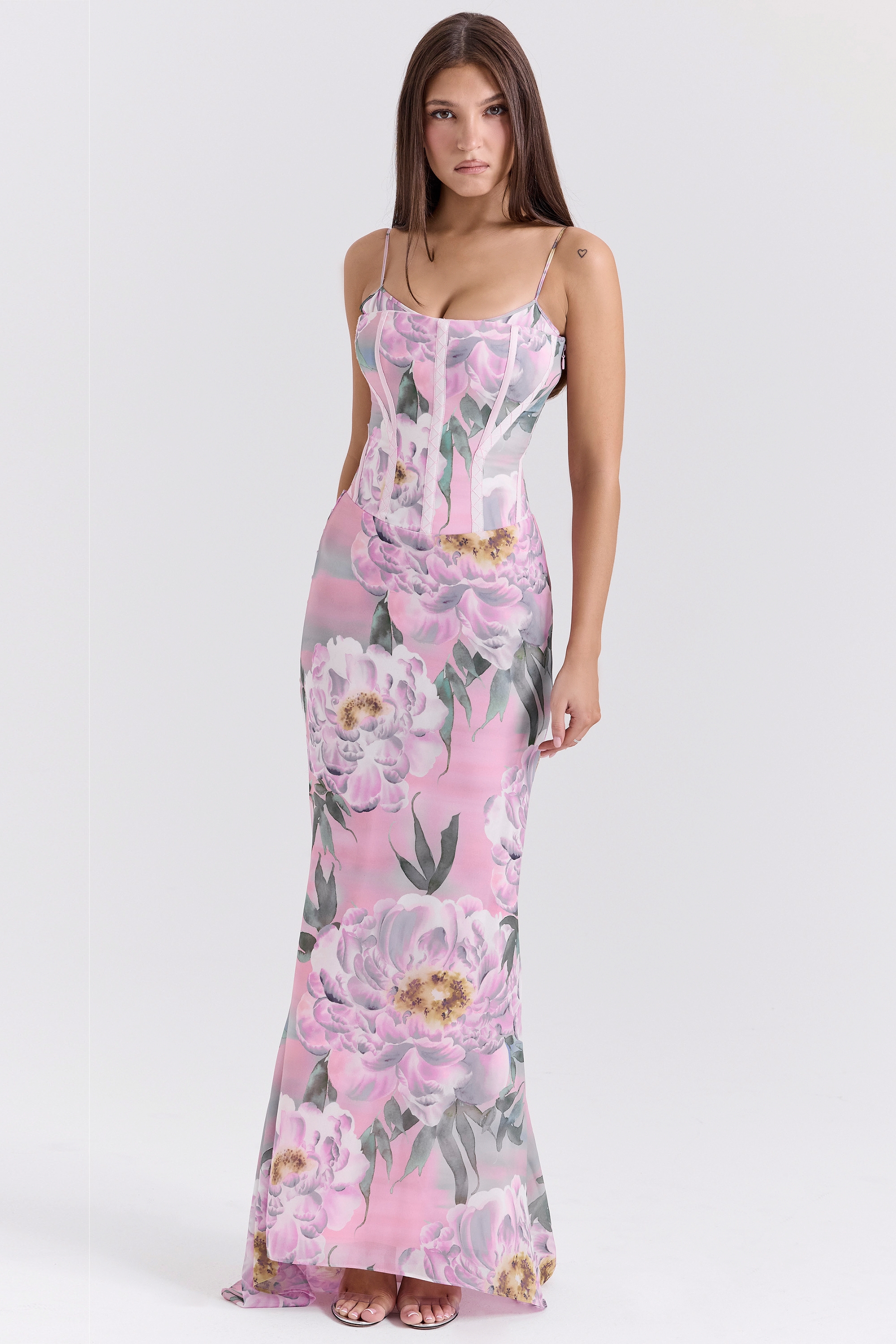 Antonina  Pink Floral Corset Maxi Dress — image 5