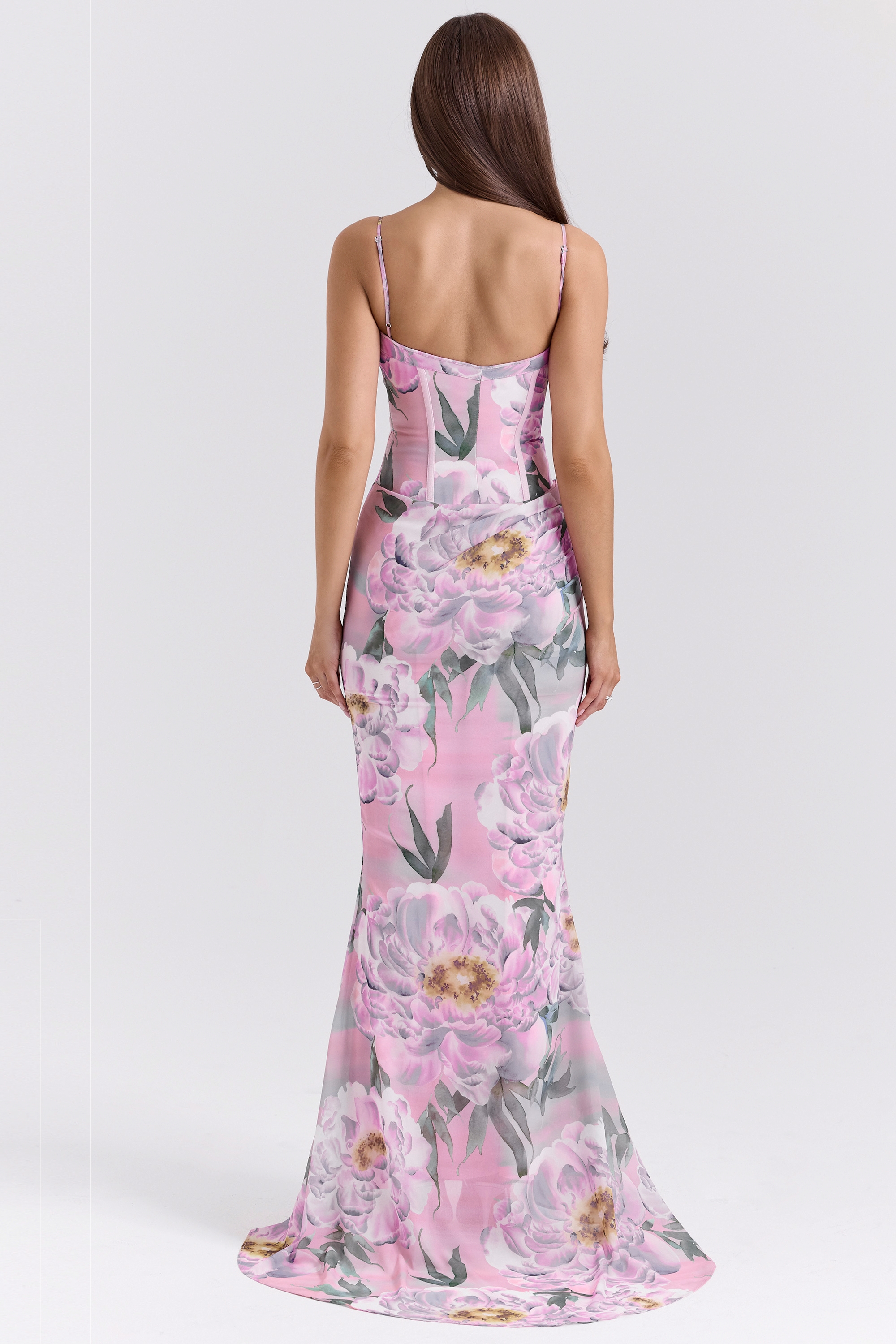 Antonina  Pink Floral Corset Maxi Dress — image 9