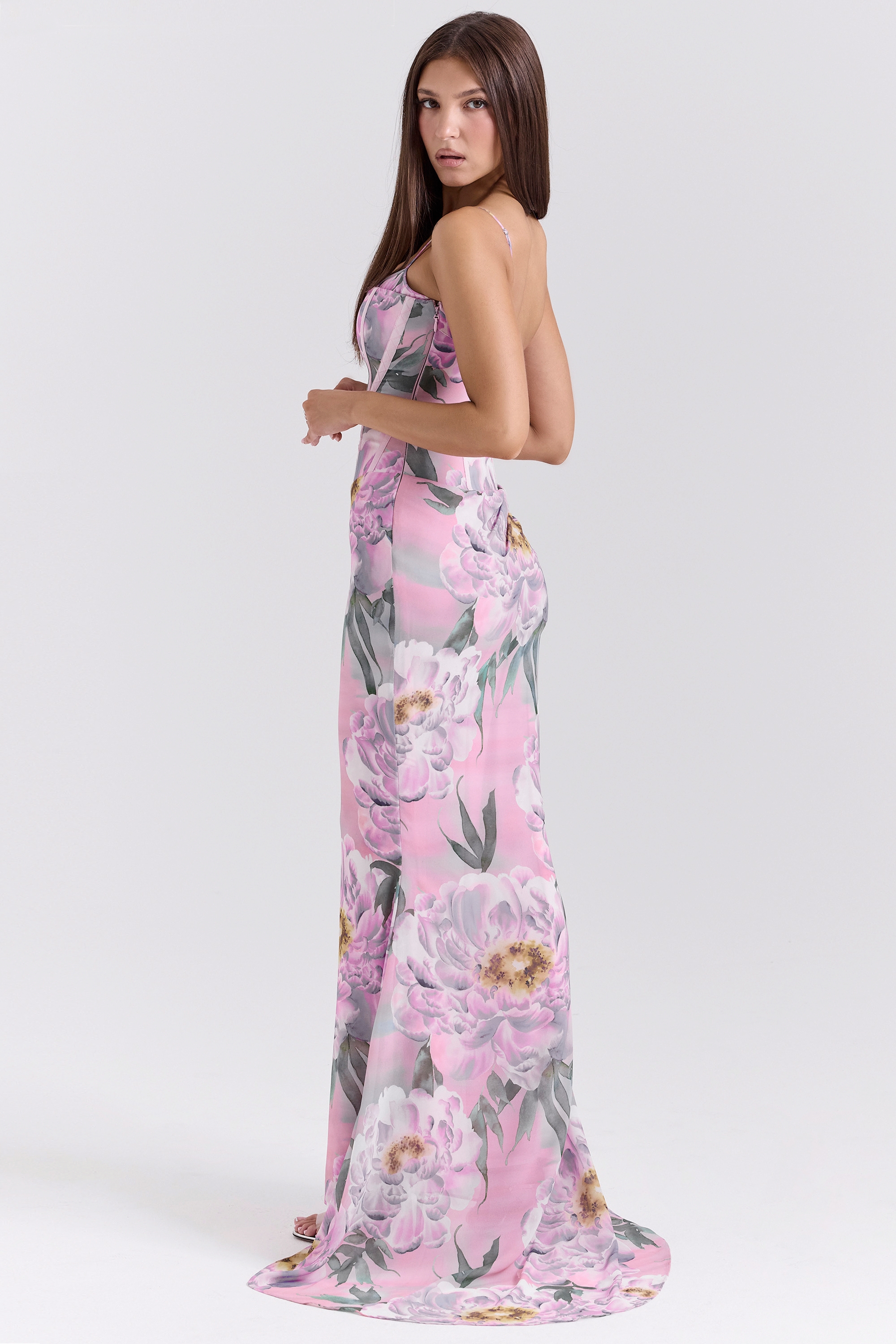 Antonina  Pink Floral Corset Maxi Dress — image 8