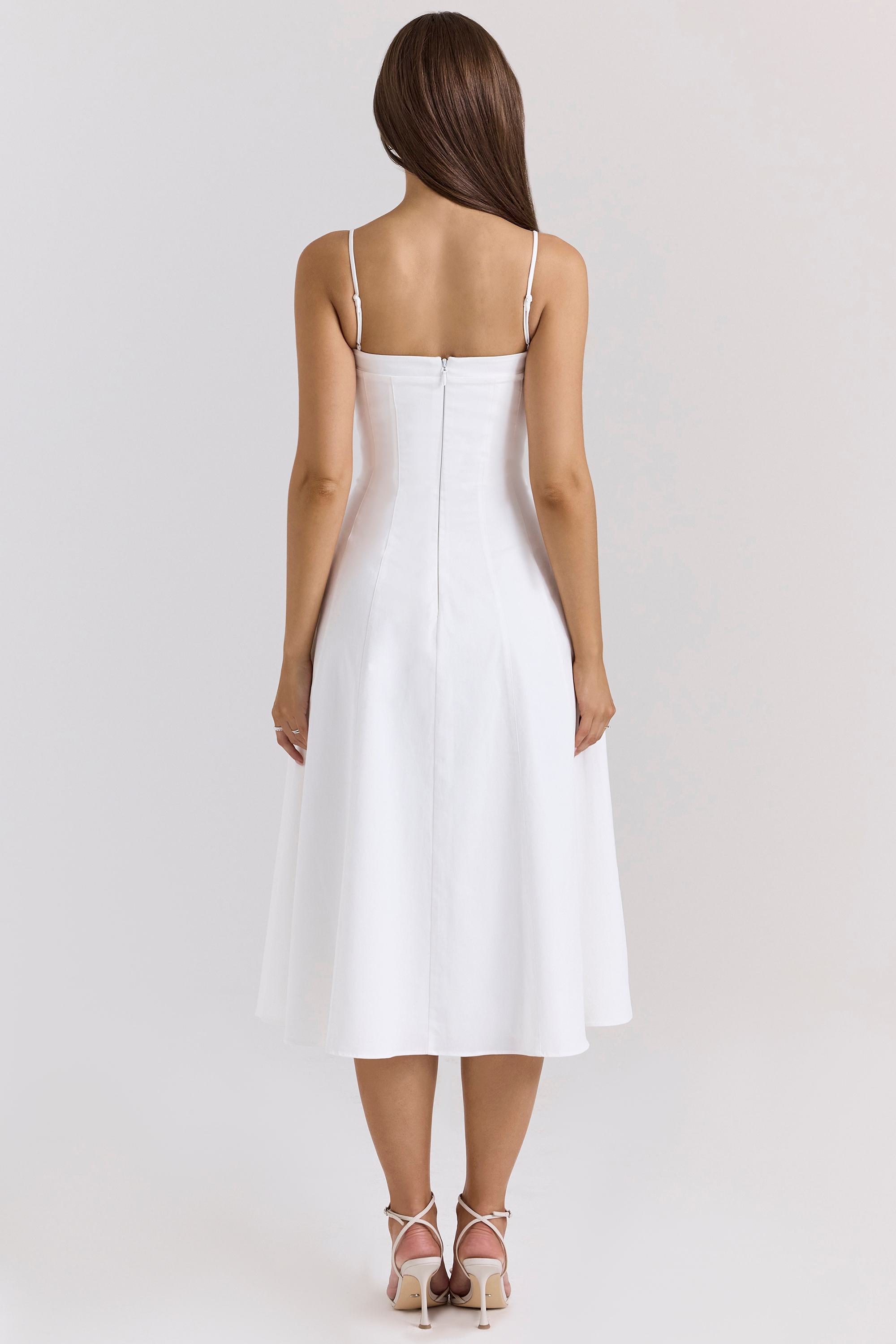 Dolly  White Stretch Cotton A-Line Midi Sundress — image 7