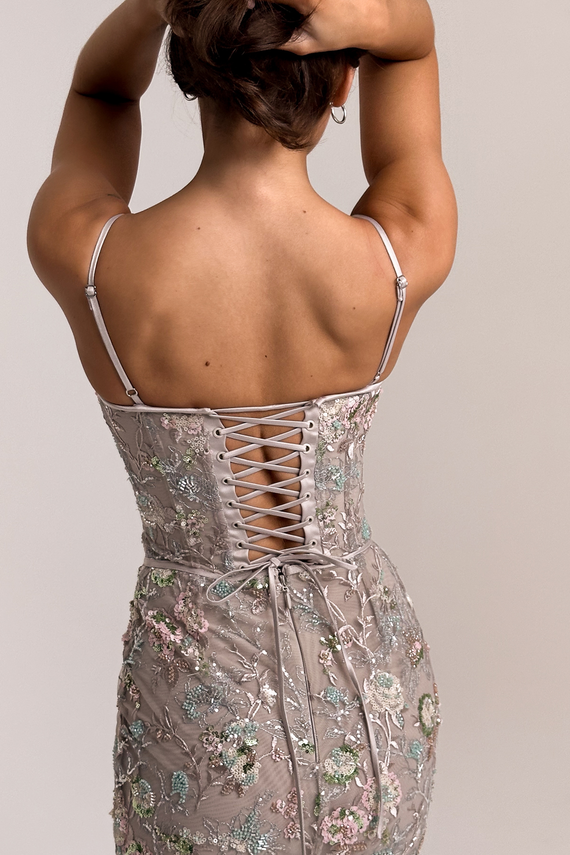Naima  Silver Embellished Beaded Corset Maxi Dress — image 11